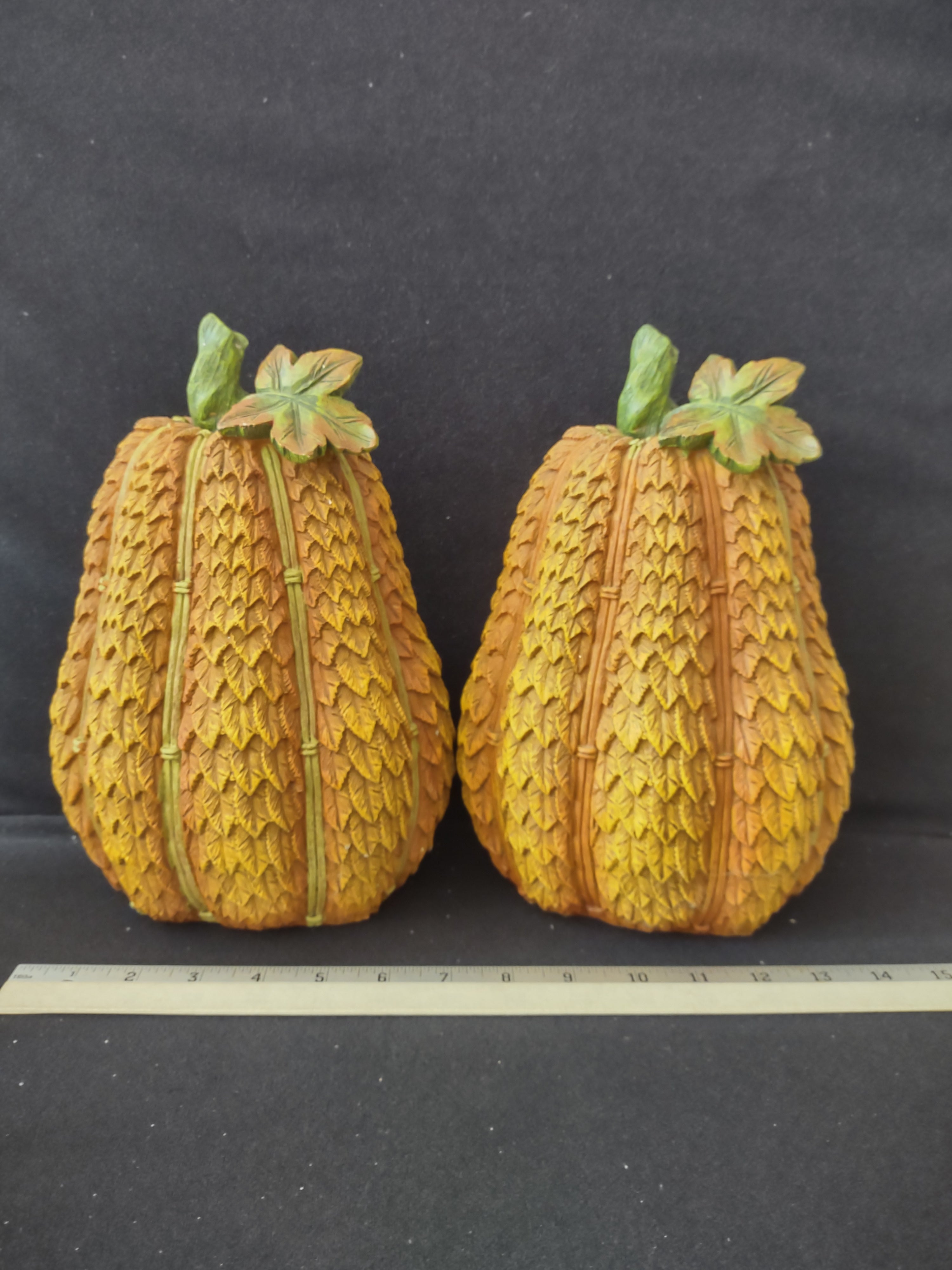 Thanksgiving/Halloween/Harvest Polyresin Pumpkins X 3 (Lot 3125)