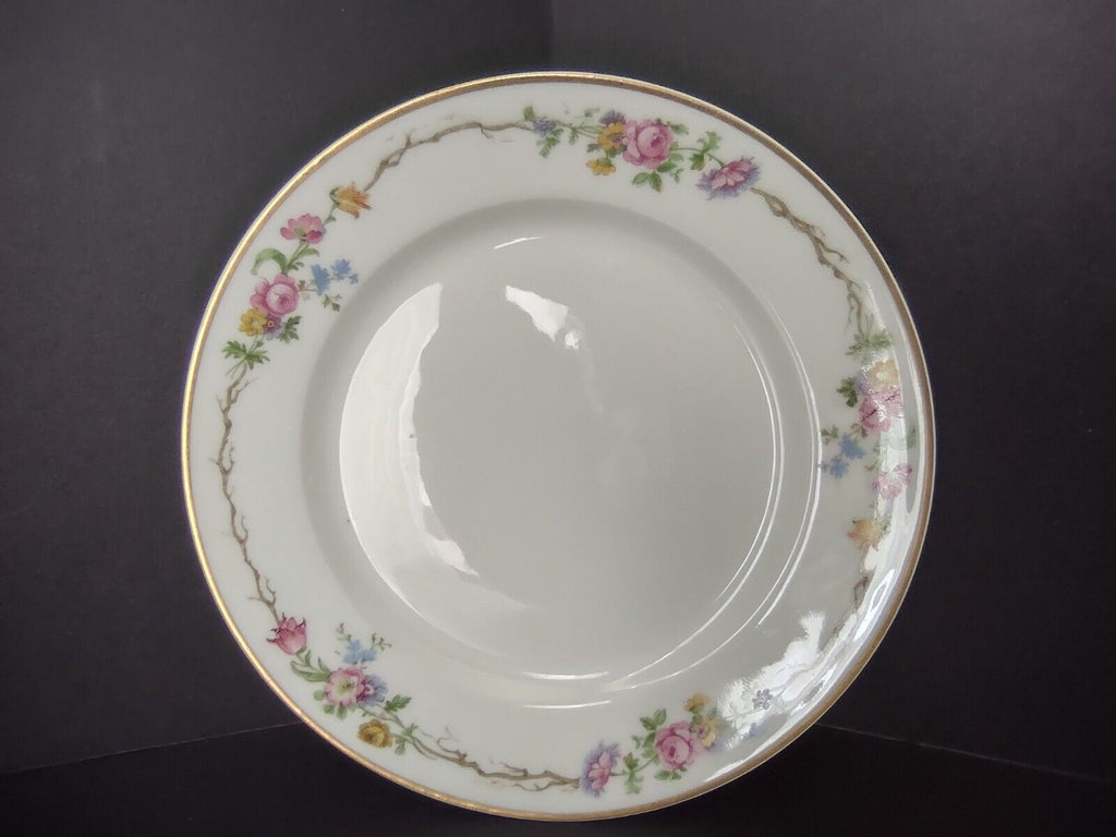 Vintage GDA Limoges Gold Trim Dessert Plate Summer Flower Garland (lot 690)