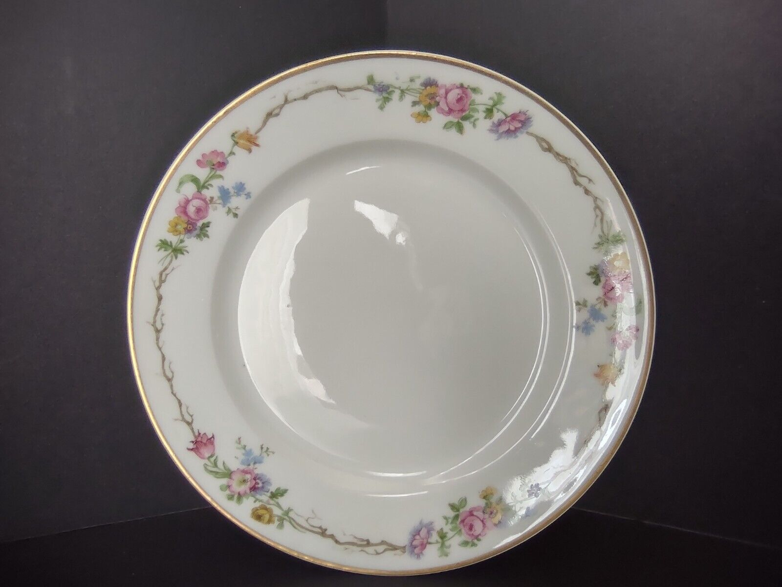 Vintage GDA Limoges Gold Trim Dessert Plate Summer Flower Garland (lot 690)