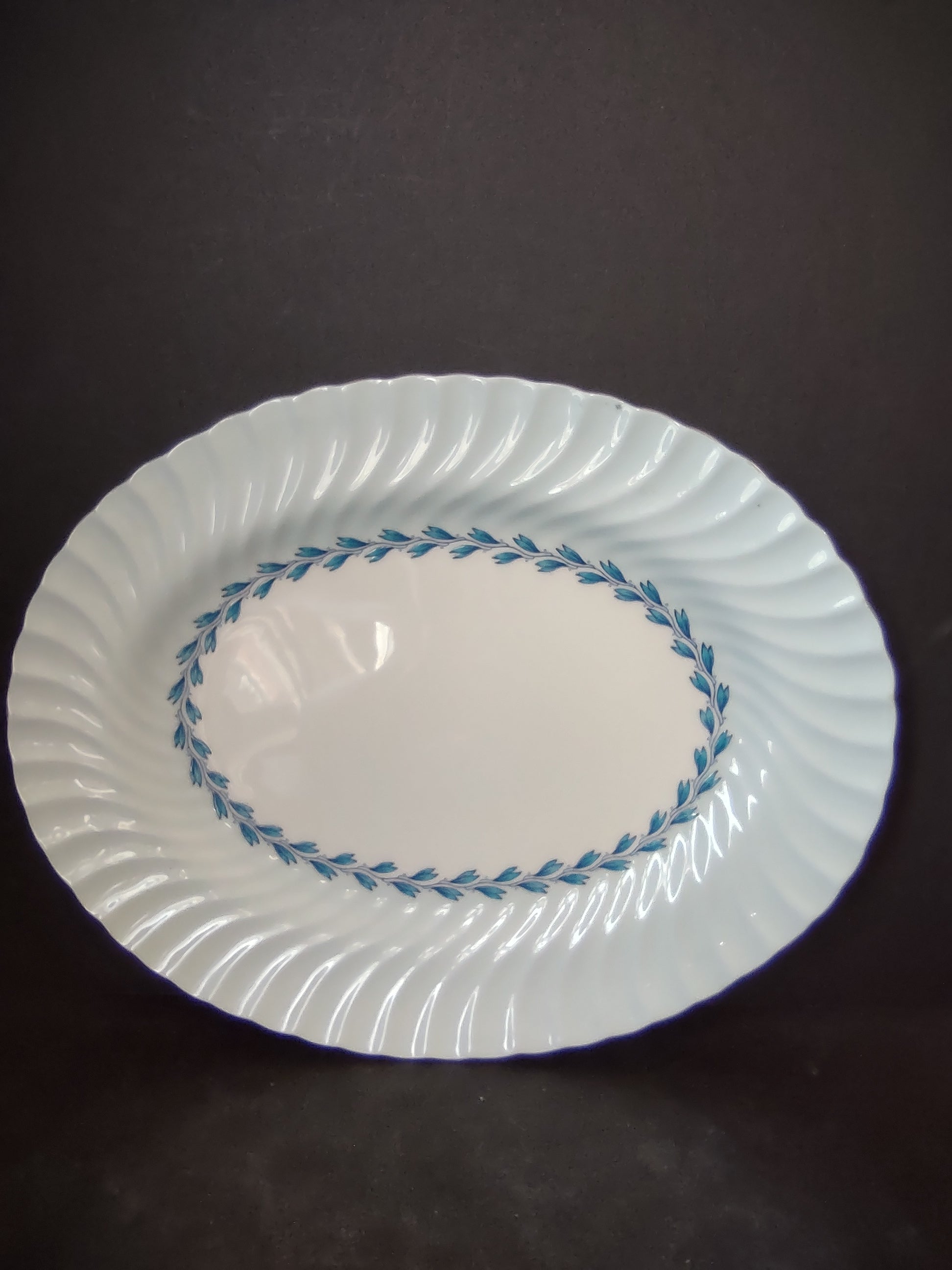 Set of 2 Minton English Bone China Blue Cheviot Platter 12" x 9-1/2" (lot 2613)