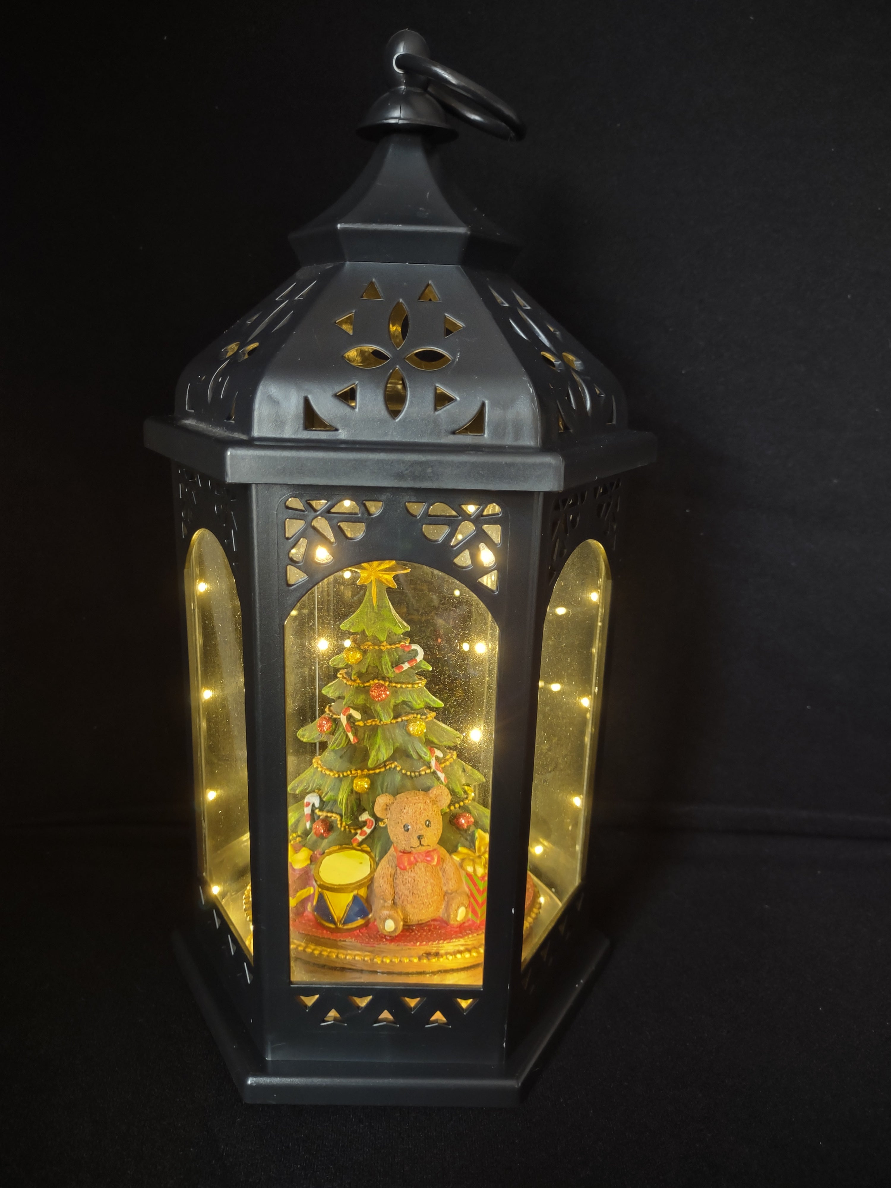 Vintage Christmas Light Up Lantern Tree Bear Battery Operated (lot 2414)