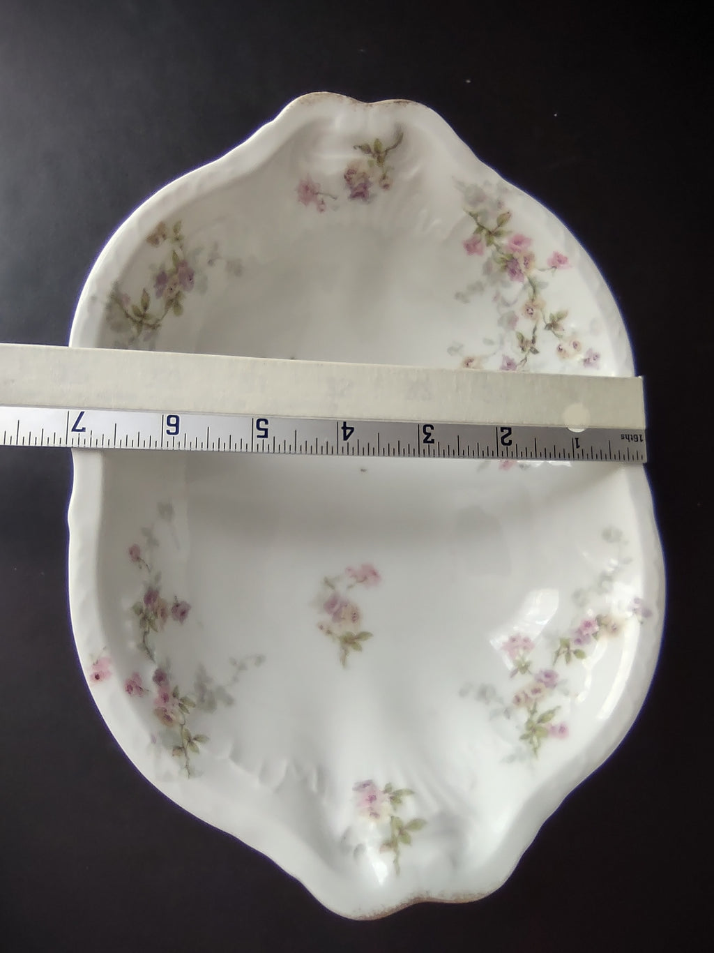 Haviland Limoges Serving Bowl Platter Pink Purple Yellow Rose (lot 842)