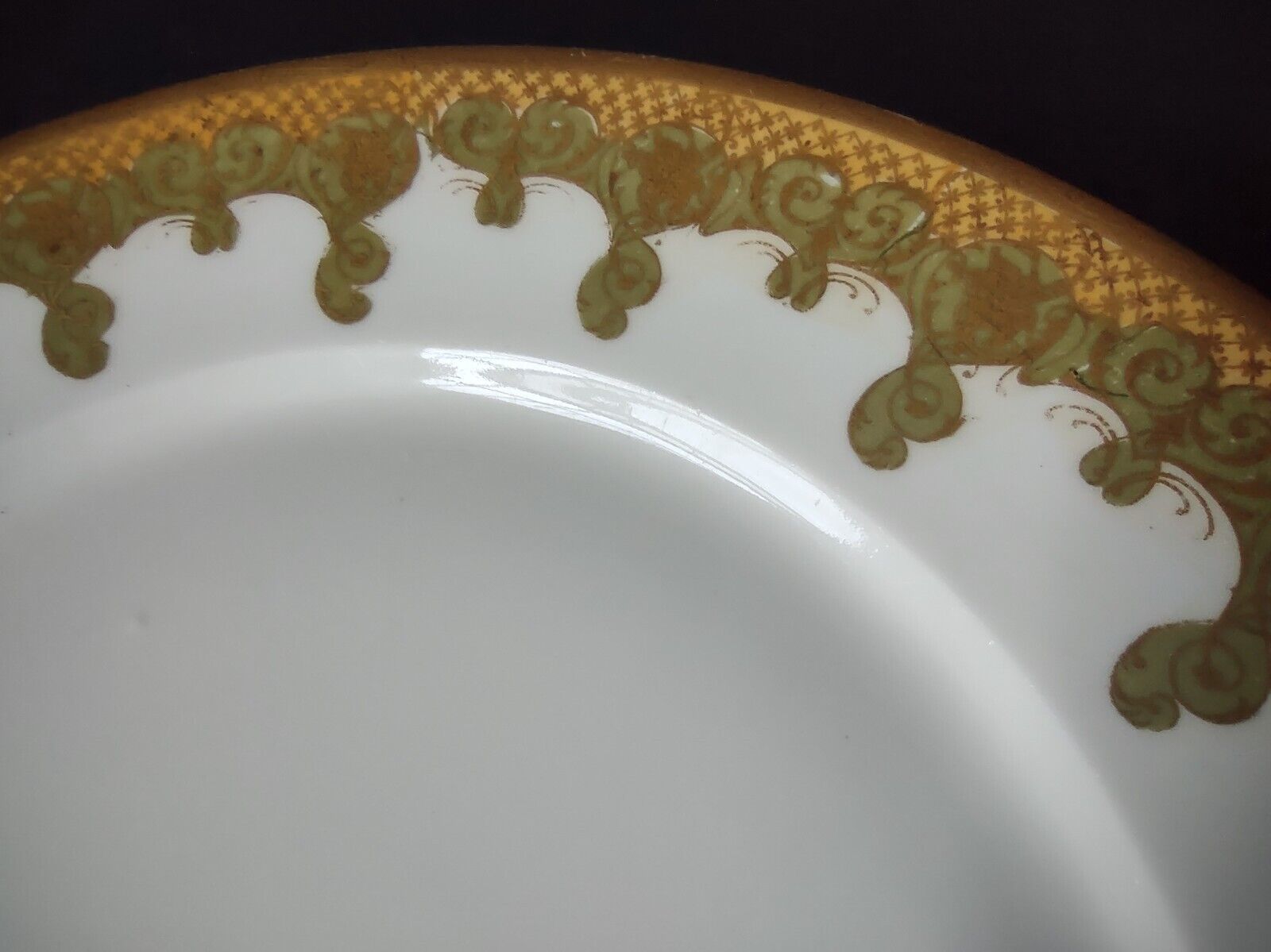 Haviland Limoges Gold Trim Green Design Dinner Plate (lot 626)