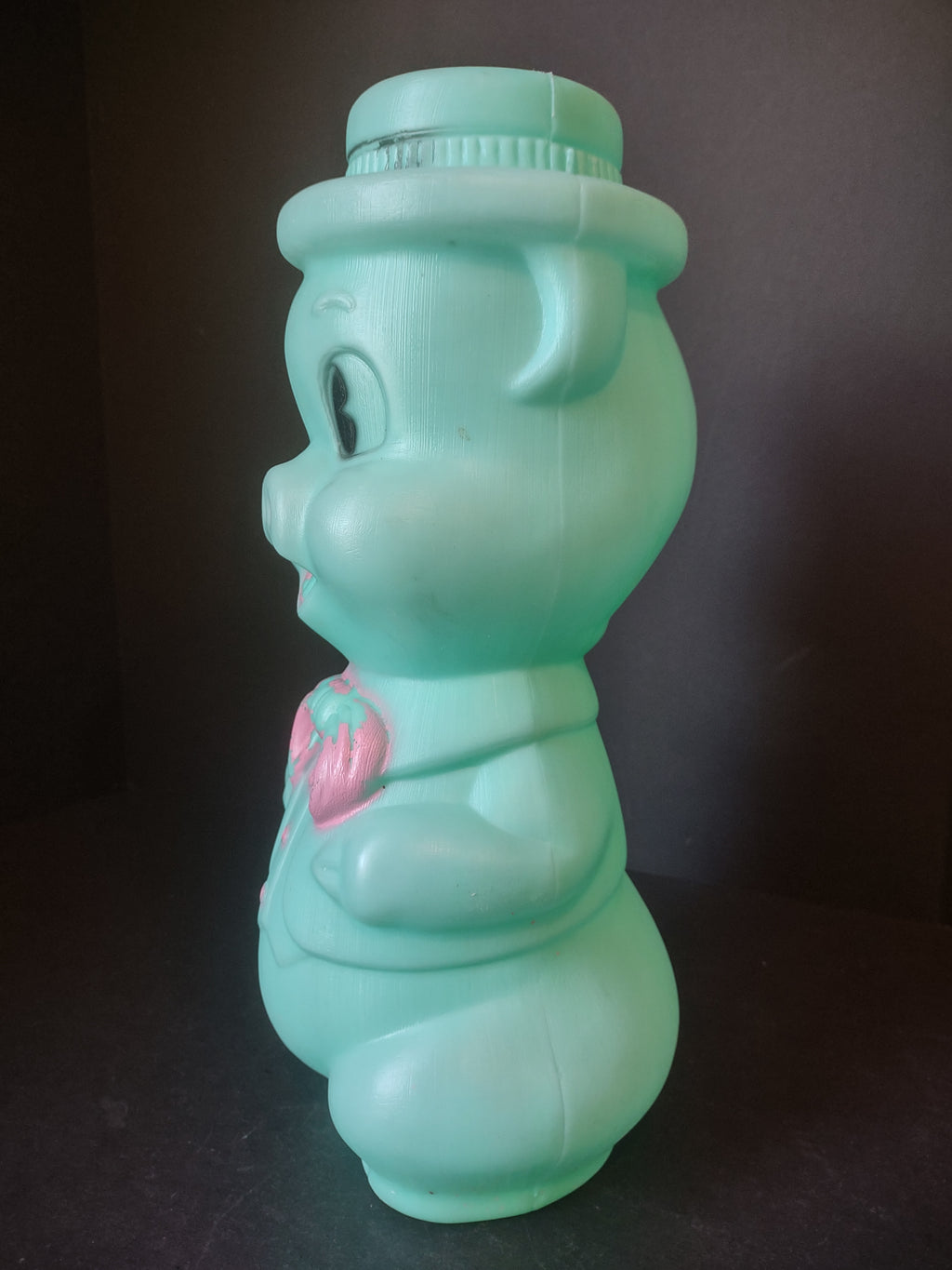 Vintage Blow Mold Piggy Bank Turquoise 16" (lot 1465)