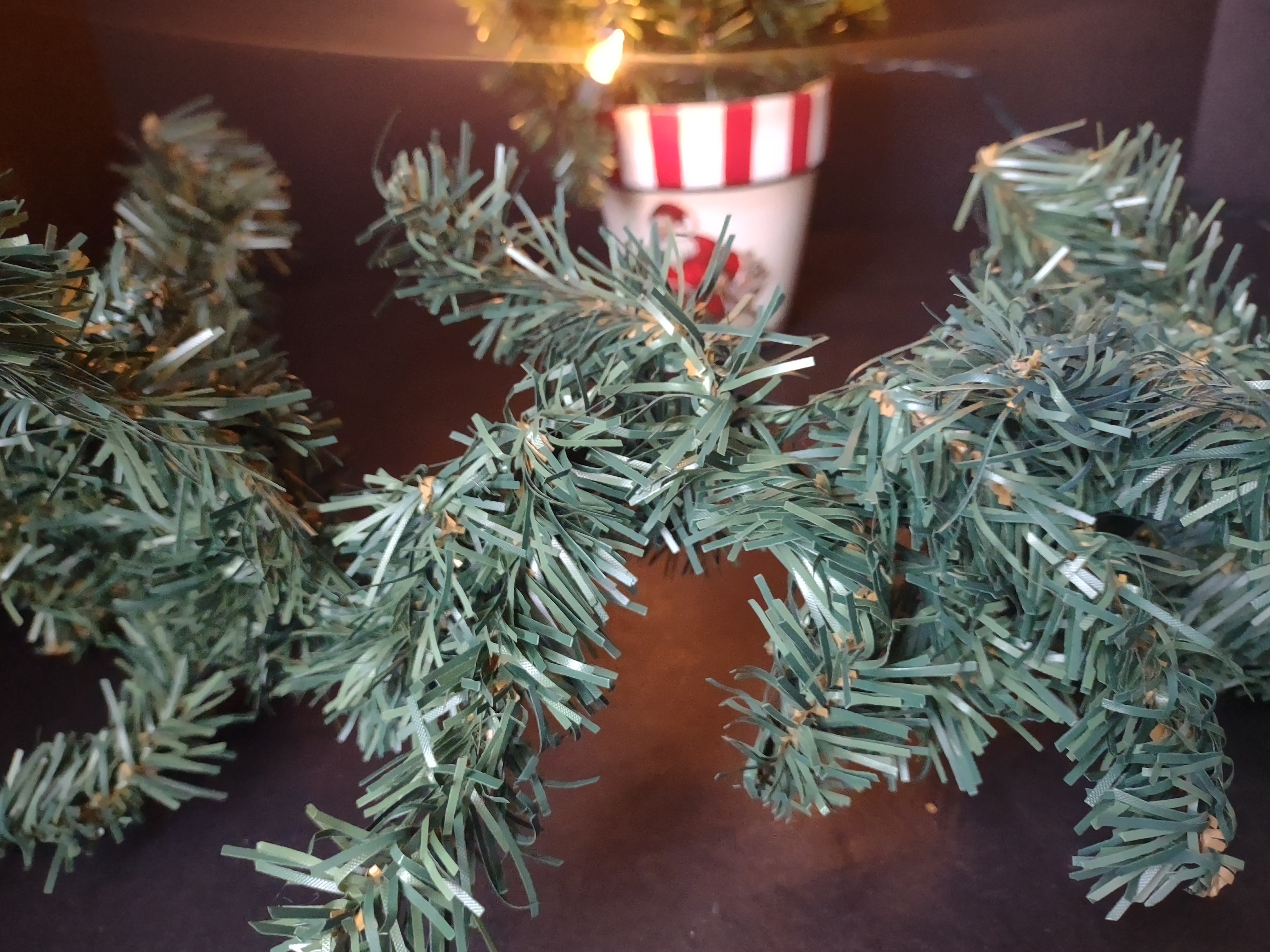 Vintage Artificial Christmas Light Up Tree Swag Red Bow Garland (lot 1227)