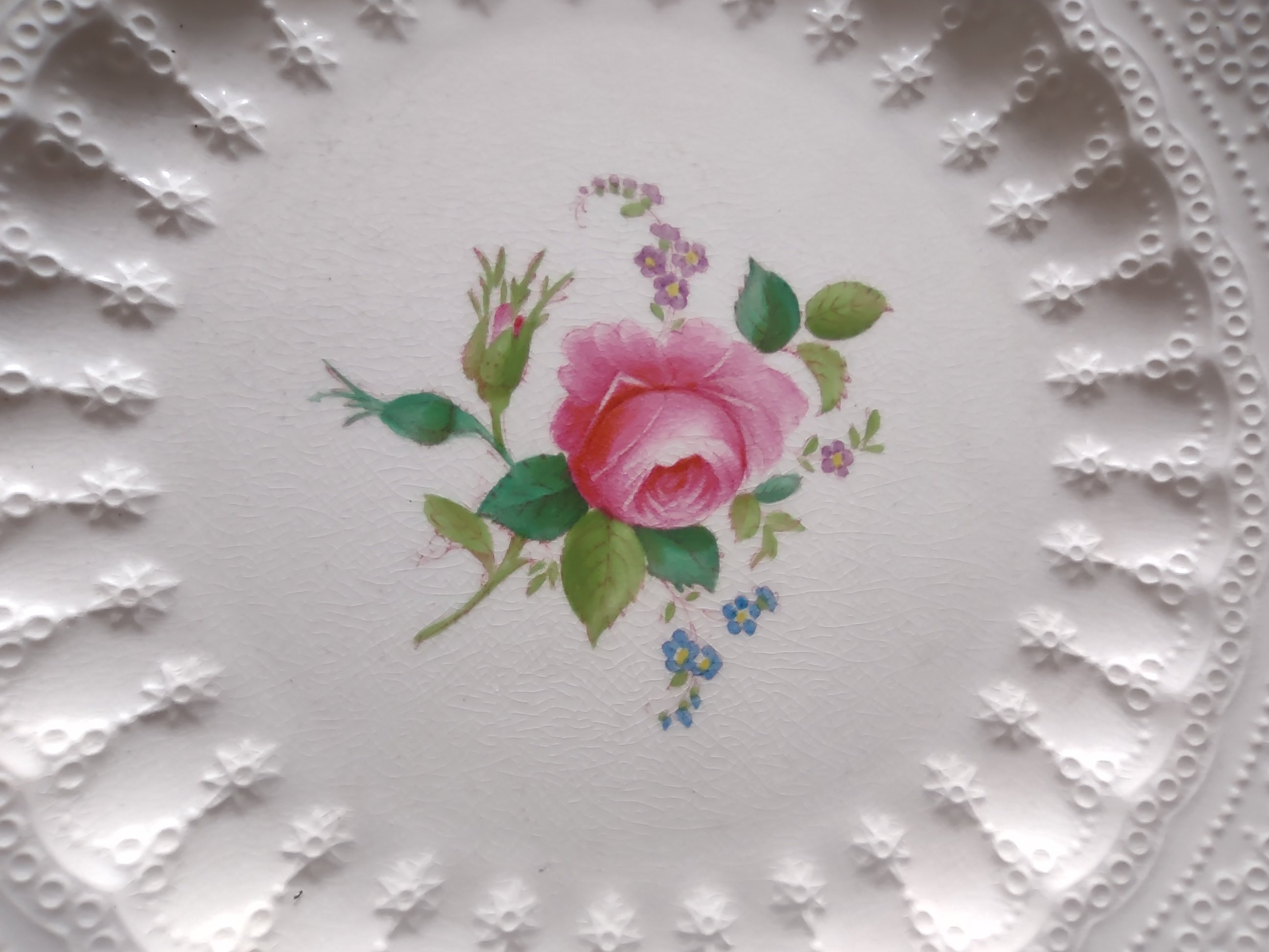 Spode Countryside Jewel Billingsley Rose Dessert Plate Ironstone CRAZING(Lot5788