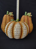 Thanksgiving/Halloween/Harvest Polyresin Pumpkins X 3 (Lot 3125)