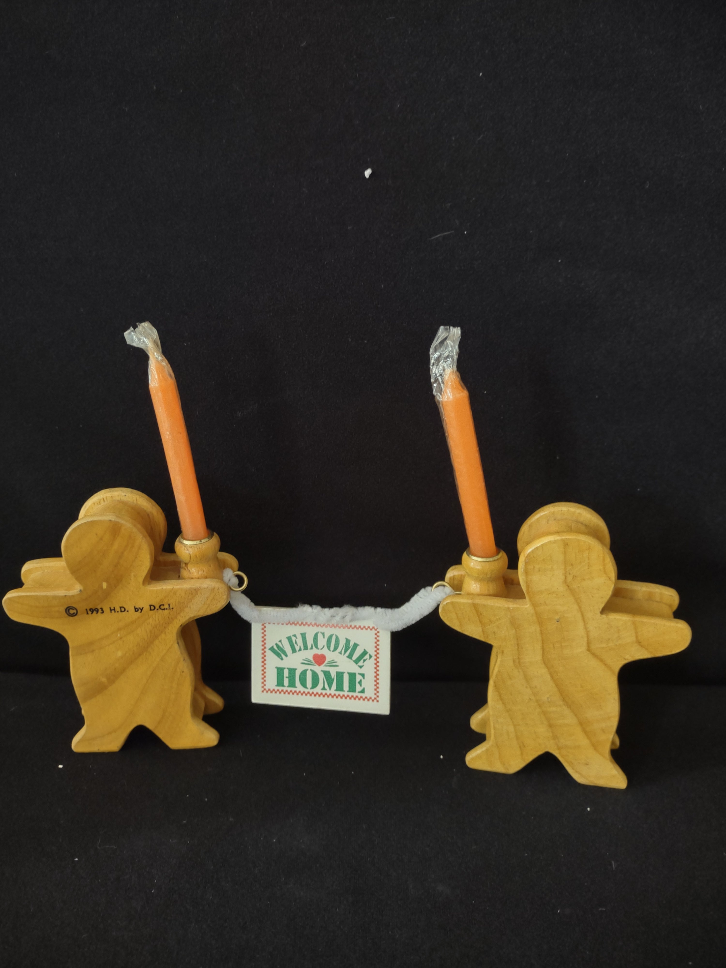 House Lloyd Christmas Around The World Wooden Gingerbread Candle Holders(Lot4031