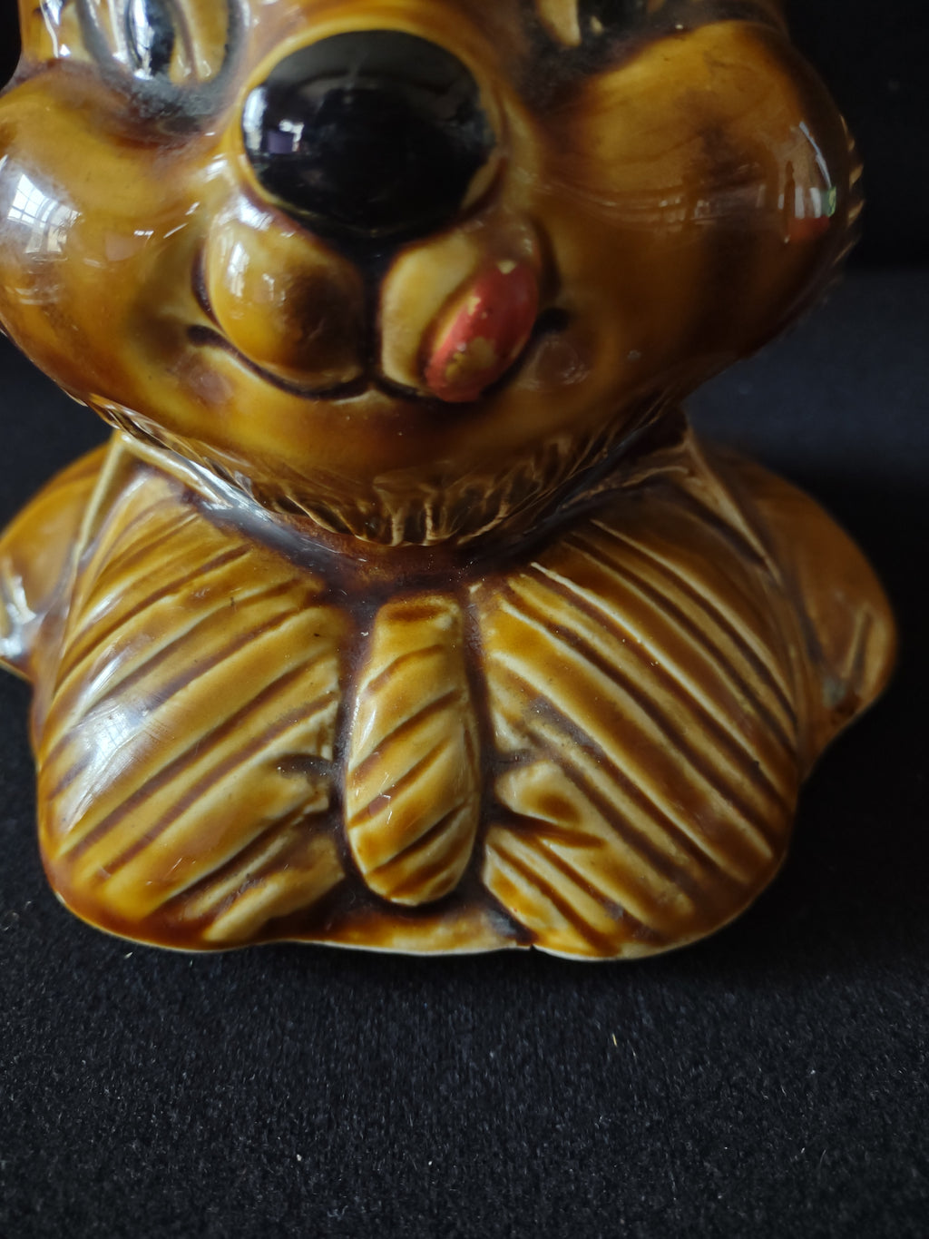 Vintage Ceramic Cookie Jar LID ONLY Japanese King Brown Bear (Lot 5294)