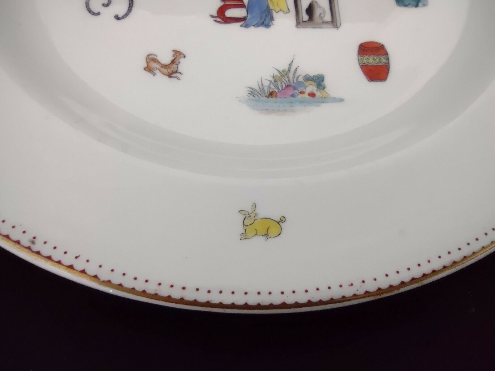 034 Vintage Bone China Platter Reproduction of Early Worcester Chinese Motiv