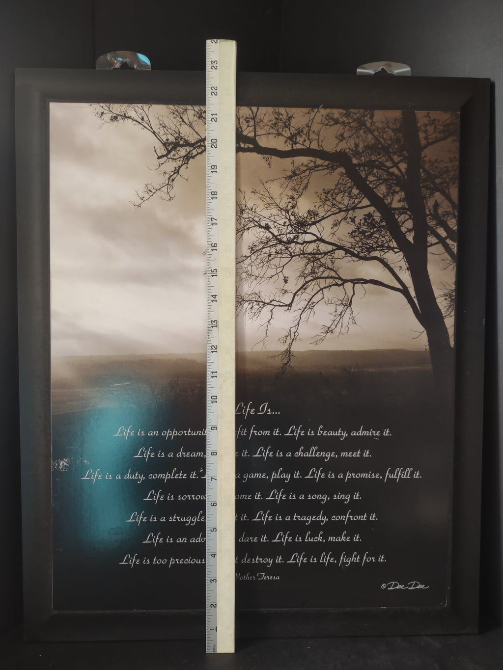 Life is ... Mother Teresa Inspirational Picture Print on Wood 23"x19" (lot 2640c
