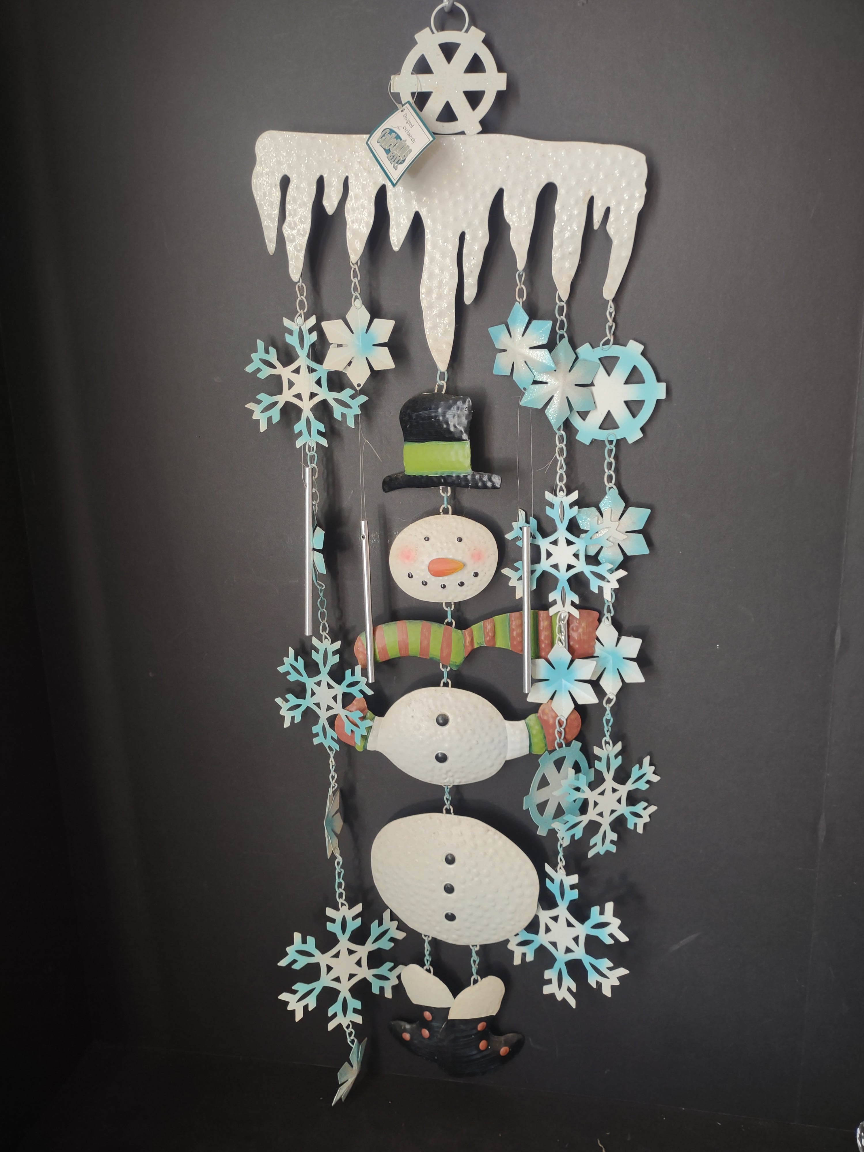 Christmas Winter Windchime Snowman 32" Snowflake (lot 3070j)