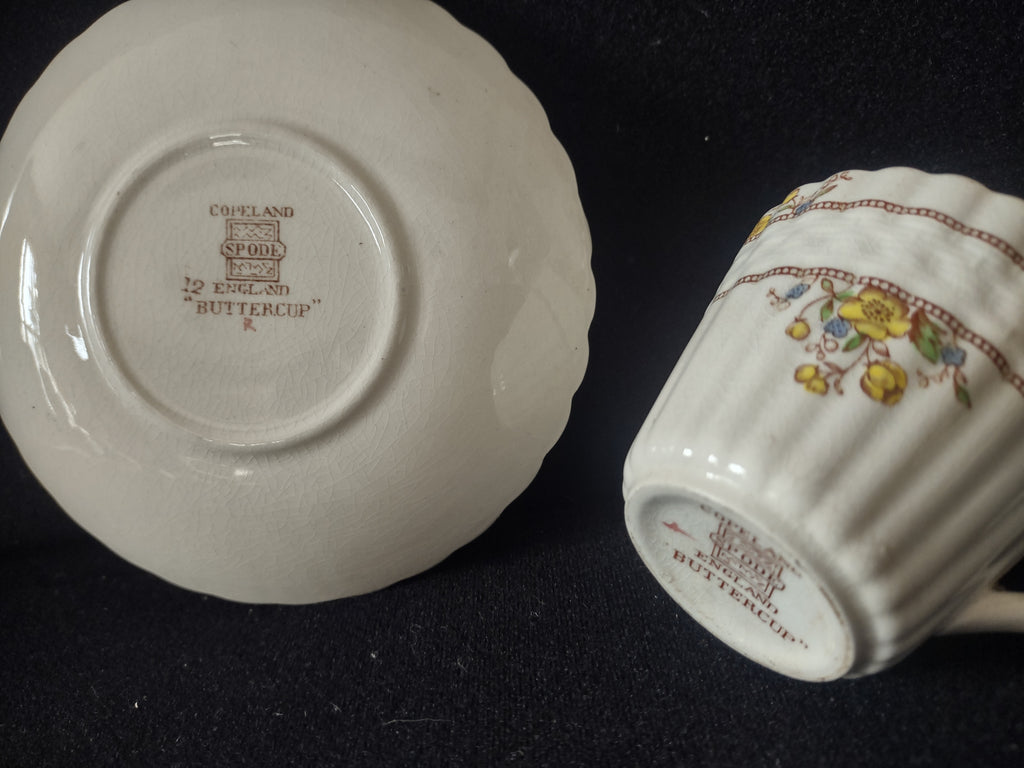 Vintage Spode Buttercup Demitasse Cup Saucer English Ironstone (lot 5745)