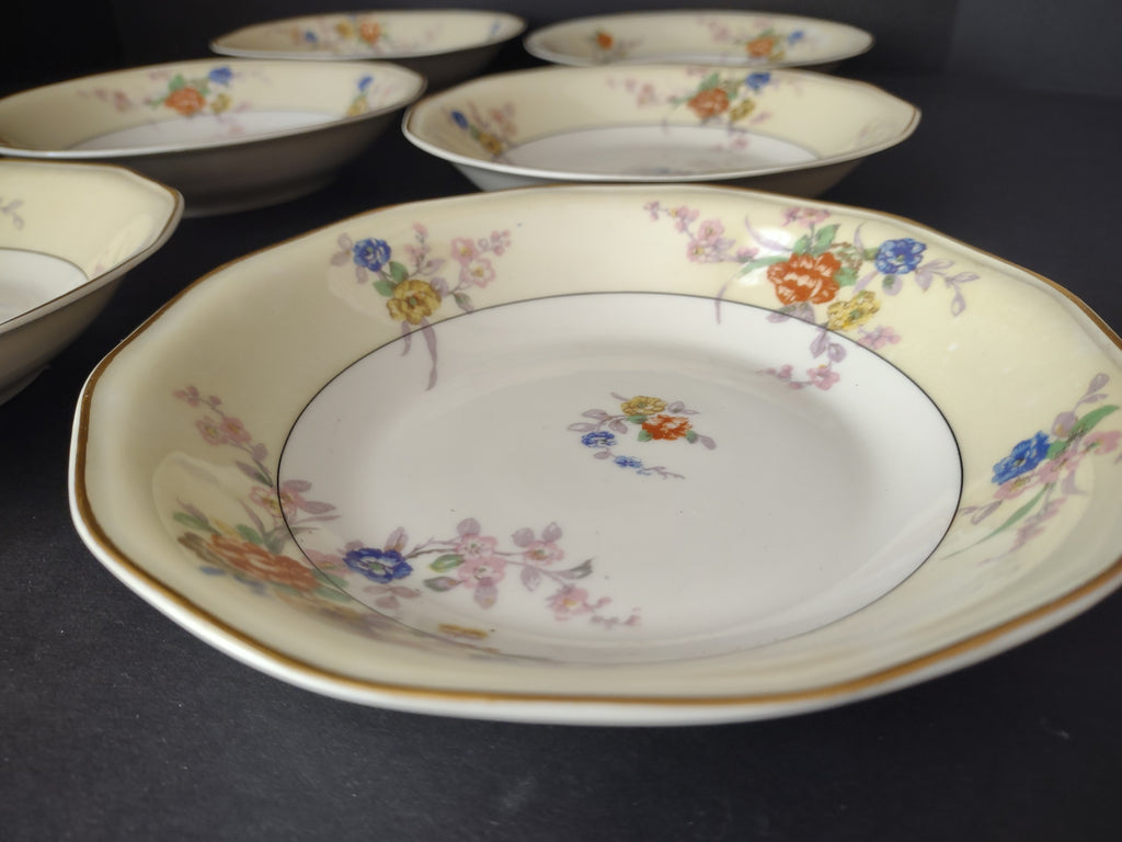 Haviland Limoges Yellow Jewel 6 x Cream Soup Bowl Floral (lot 816)