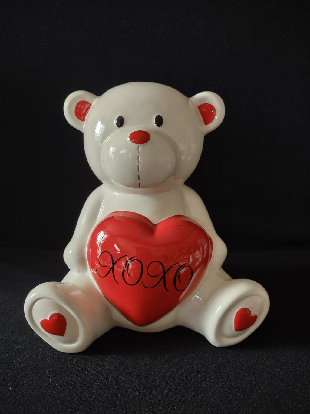 Valentine's Day Ceramic White Bear with Red Heart Coin Piggy Bank 8" (lot 4761)