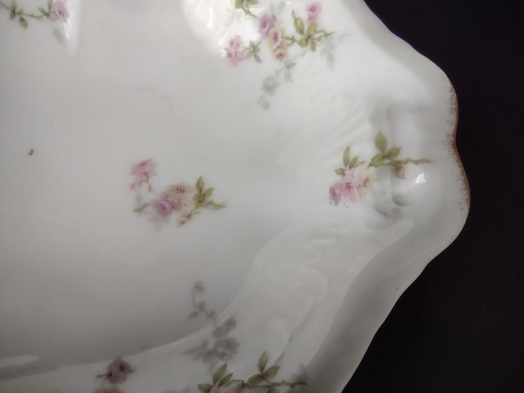 Haviland Limoges Serving Bowl Platter Pink Purple Yellow Rose (lot 842)