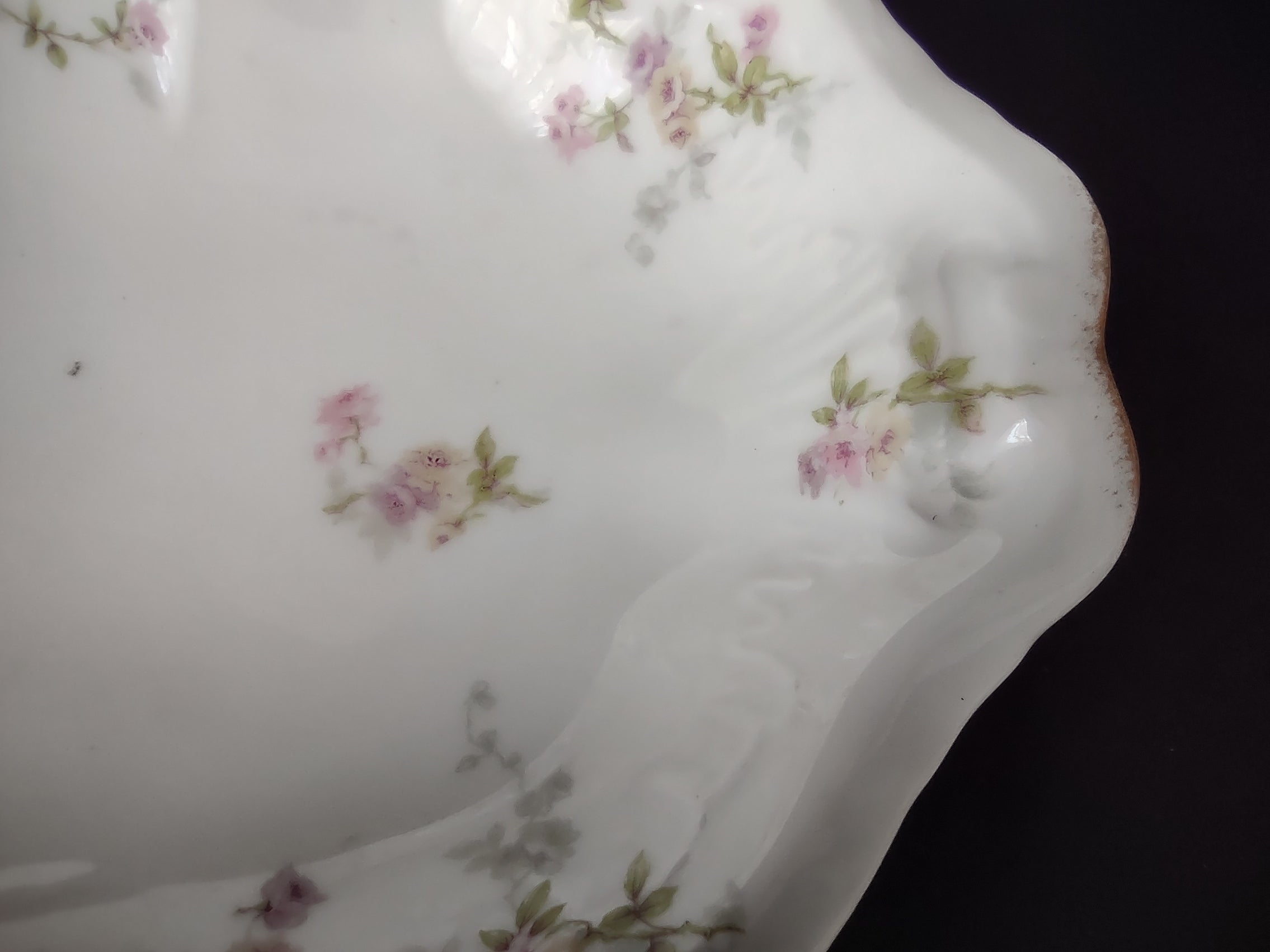 Haviland Limoges Serving Bowl Platter Pink Purple Yellow Rose (lot 842)