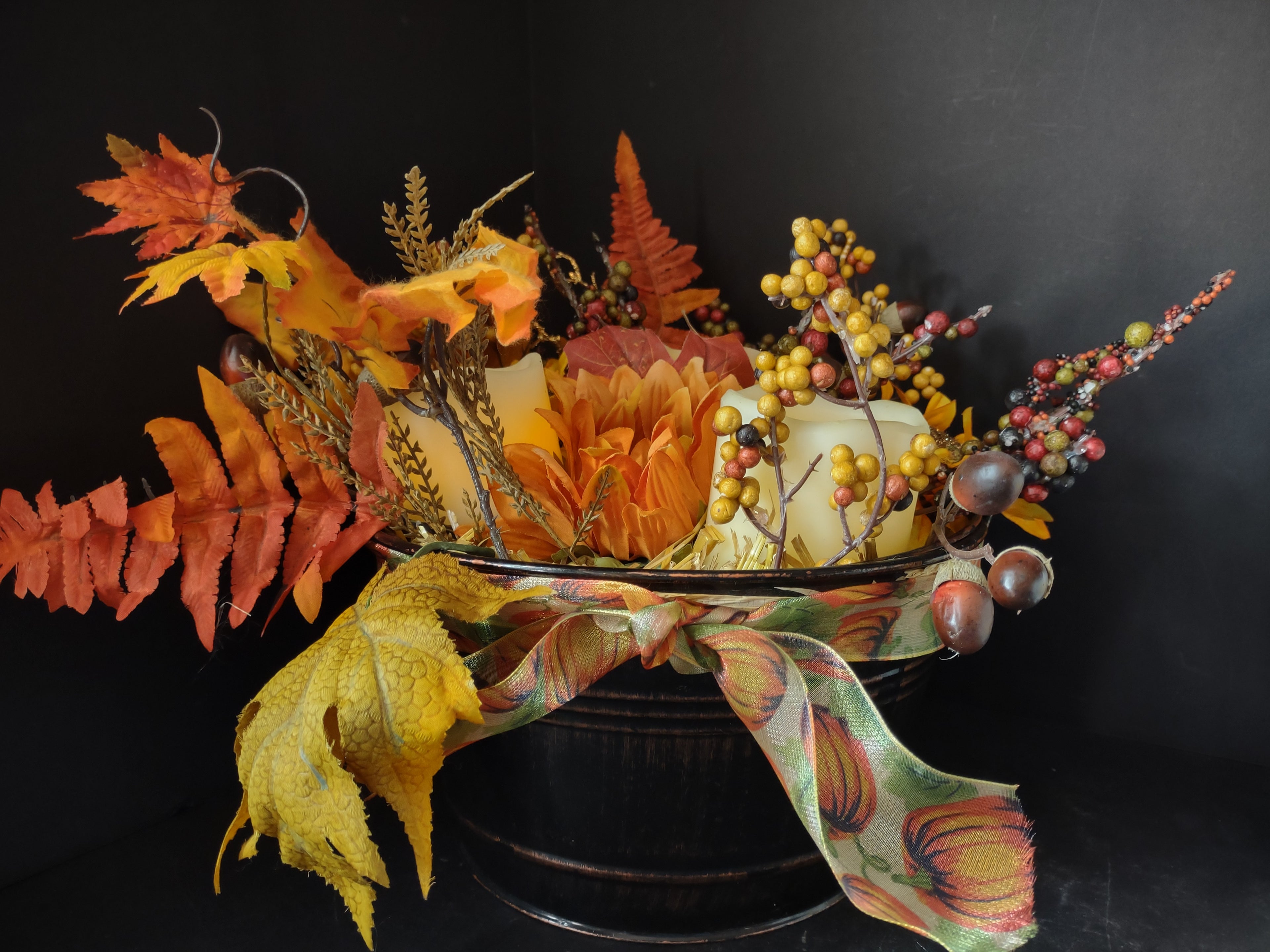 Halloween Thanksgiving Fall Centerpiece LED Flickering Candle w/Remote (Lot 3136