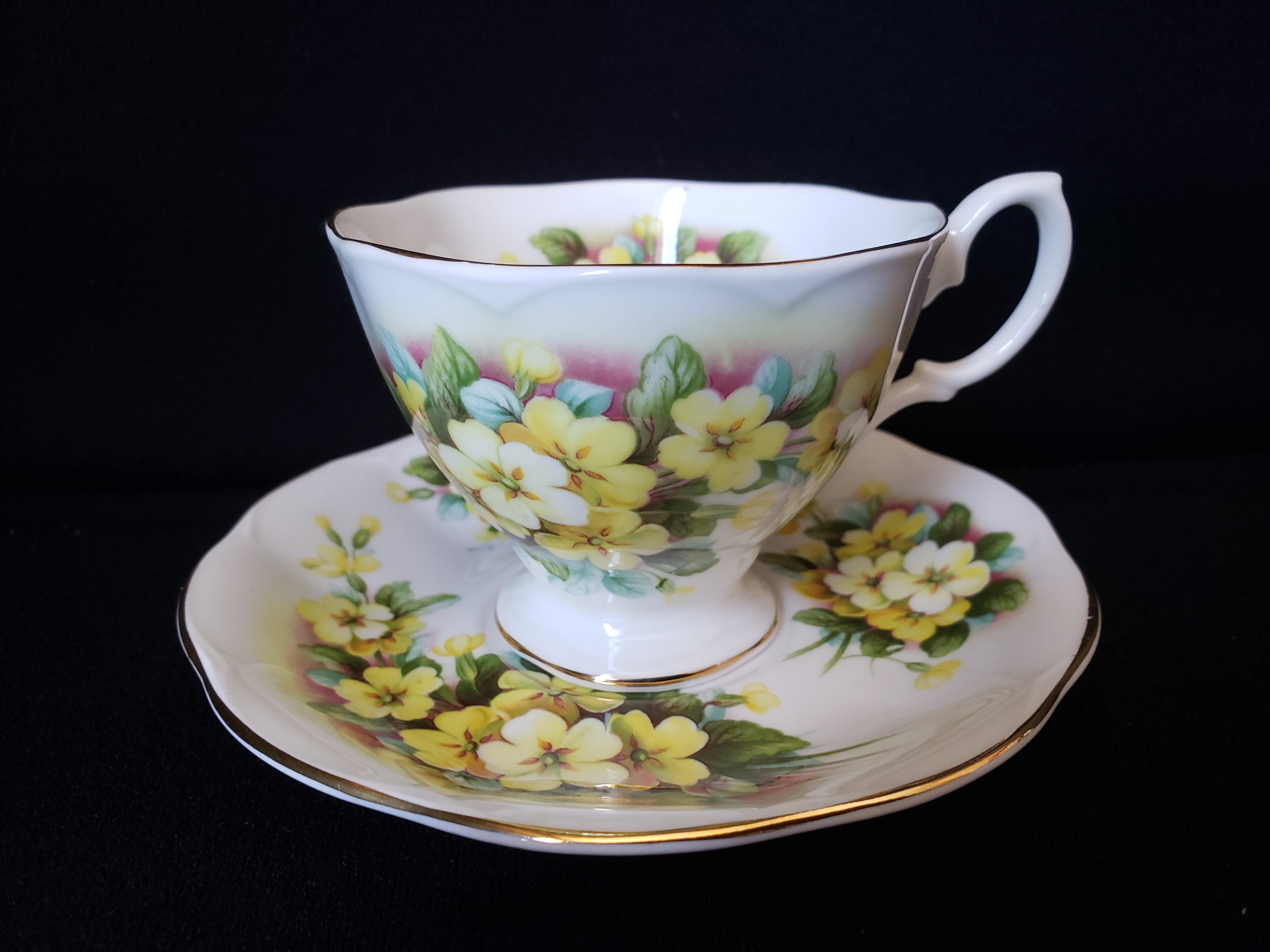 Vintage Royal Albert Floral Primula Demitasse Cup with Saucer (lot 2037)