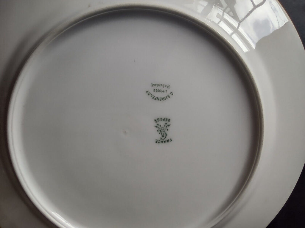 Depose Limoges Gold Trim Pink Flower Design Dinner Plate (lot 639)