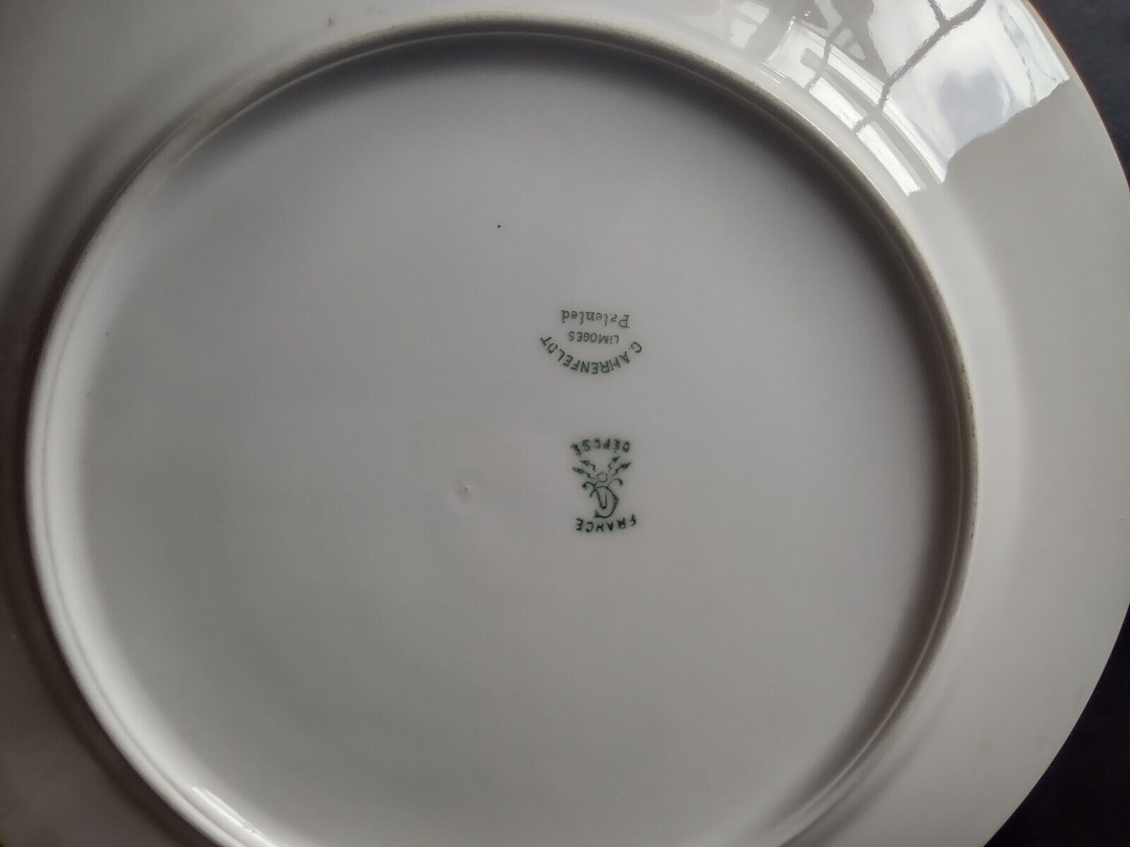 Depose Limoges Gold Trim Pink Flower Design Dinner Plate (lot 639)