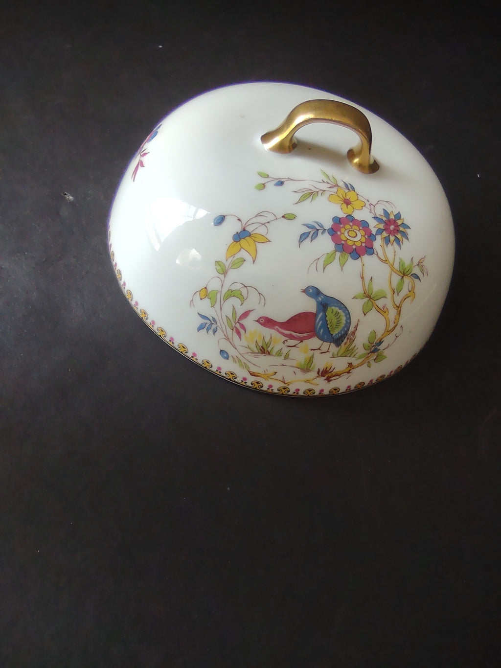 B. Altman Limoges Old Abbey Rouen Spray Pheasant Butter Dish Lid ONLY (lot 812)