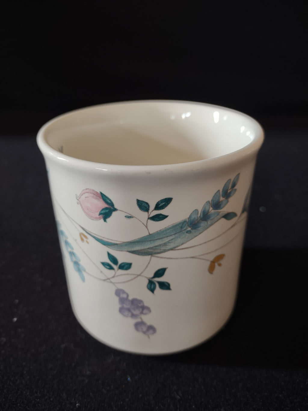 Vintage Pfaltzgraff Mugs April Flower Pink Lavender Aqua Set Of 6 (Lot 5031)