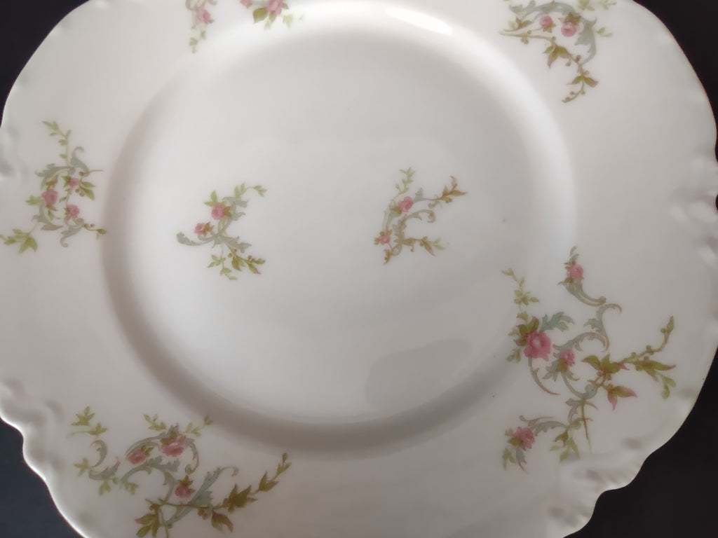Haviland Limoges Dessert Plate White Scalloped Edge Rose Blue Ribbon (lot 854)