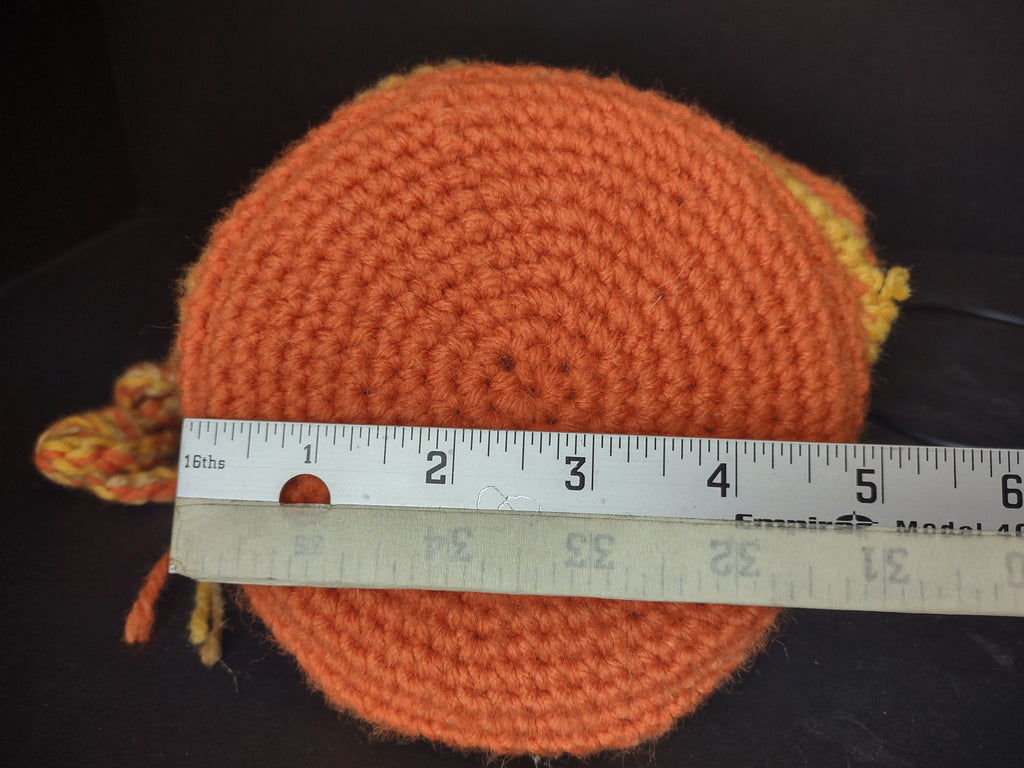 Vintage Handmade Crouchet Bag Orange Halloween Draw String (lot 3084)