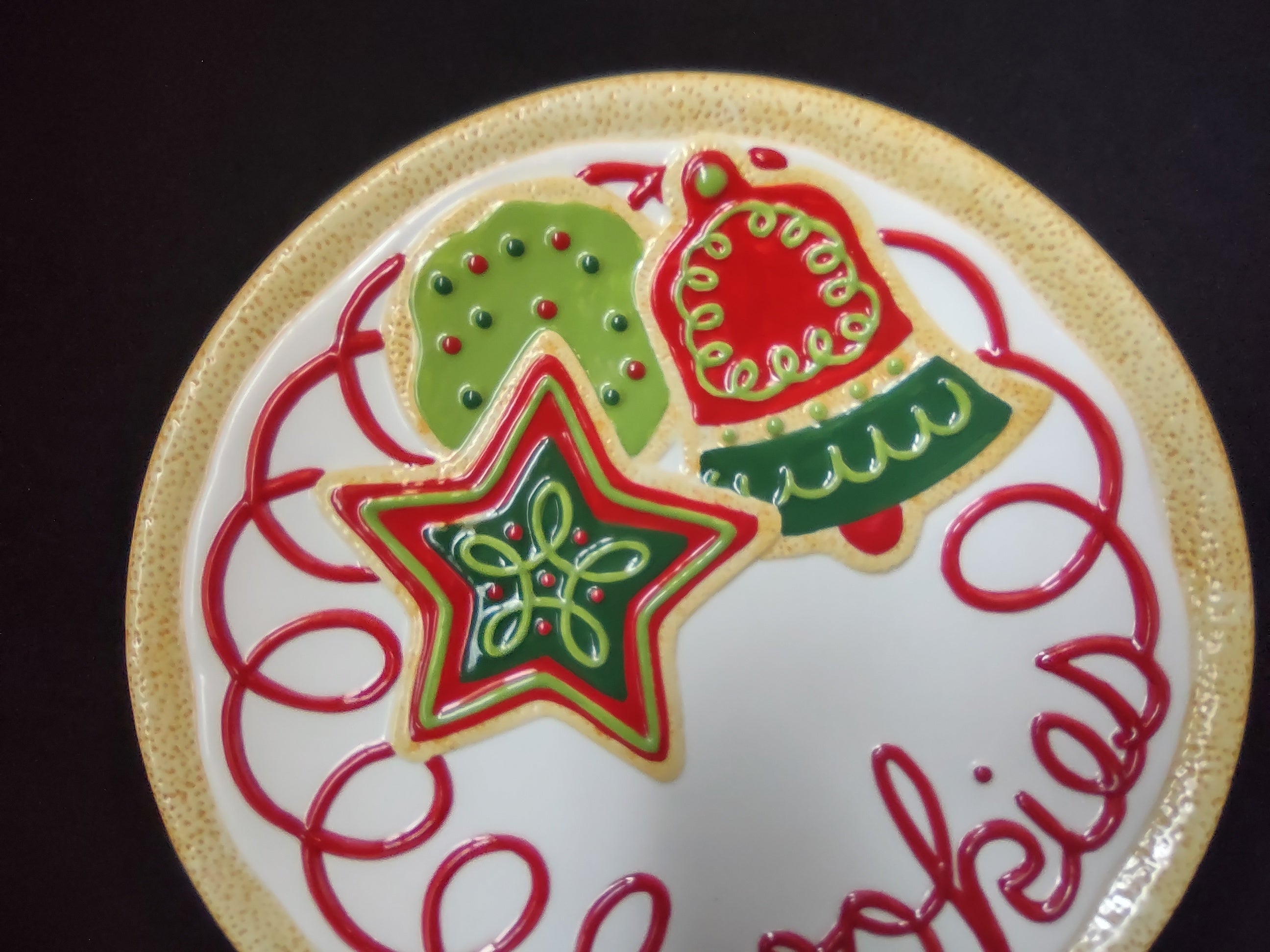 Fitz and Floyd Sugar Coated Christmas Cookies Santa Plate IMPERFECT (lot 1533)