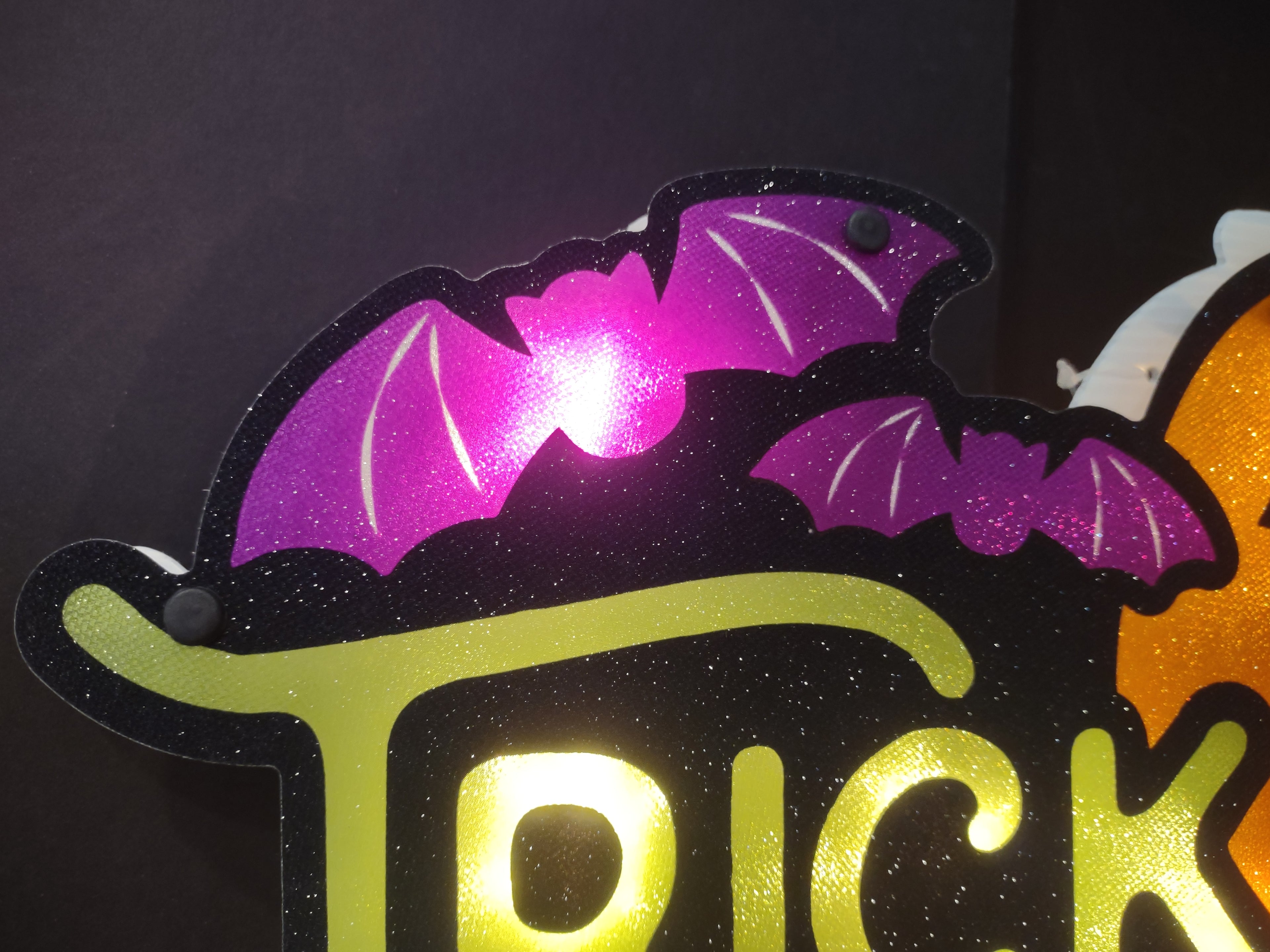 Set of 2 Halloween Trick or Treat Window Sign Light Decor Pumpkin (lot 3270j)