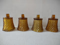 Vintage MCM Amber Glass Diamond Votive Cup Sconce Candle Holder x 4 (lot 5044)