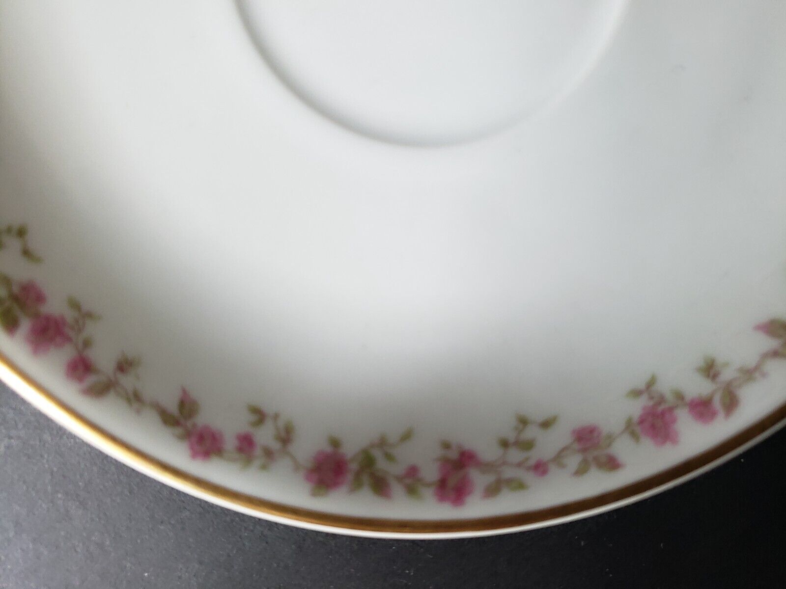 Haviland Limoges France 5-1/2" Saucer Gold Trim Pink Rose Garland (lot 571)