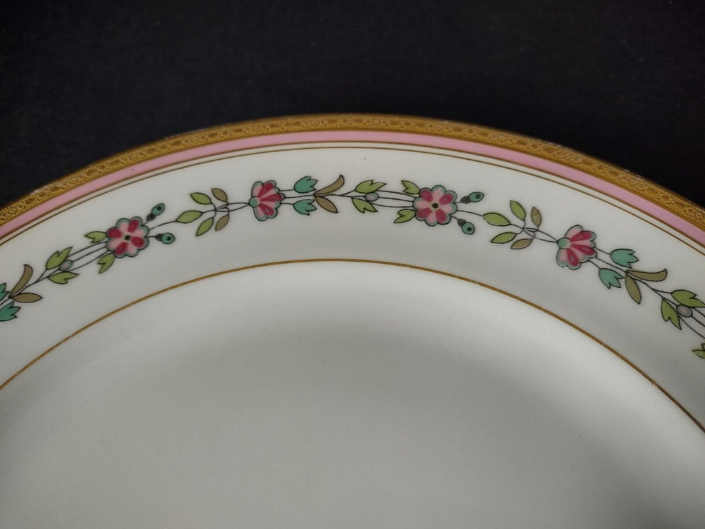 Depose Limoges Gold Trim Pink Flower Design Dinner Plate (lot 639)