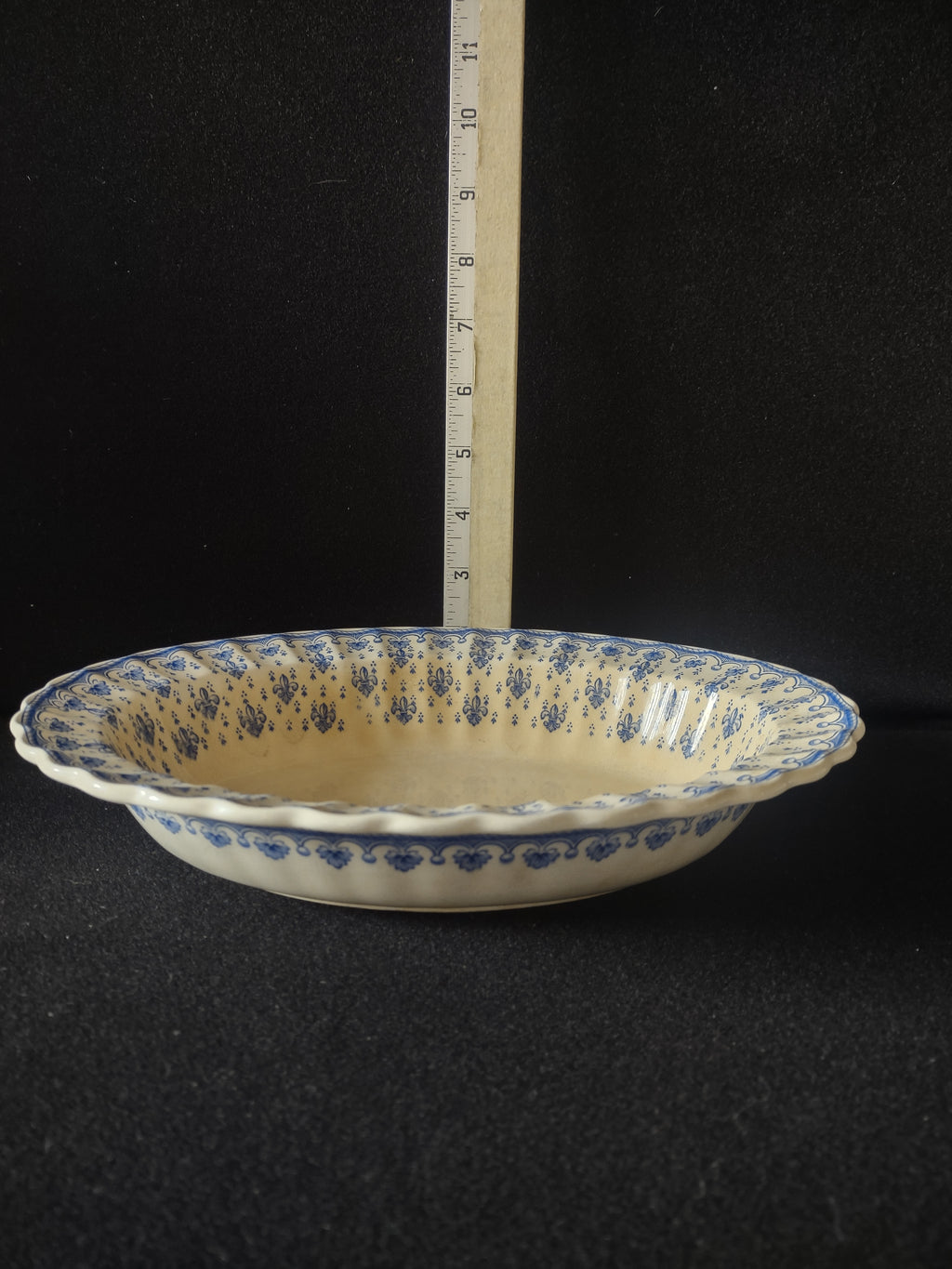 Vintage Spode Oval Serving Bowl Earthenware Blue Fleur-De-Lis IMPERECT (Lot 5757
