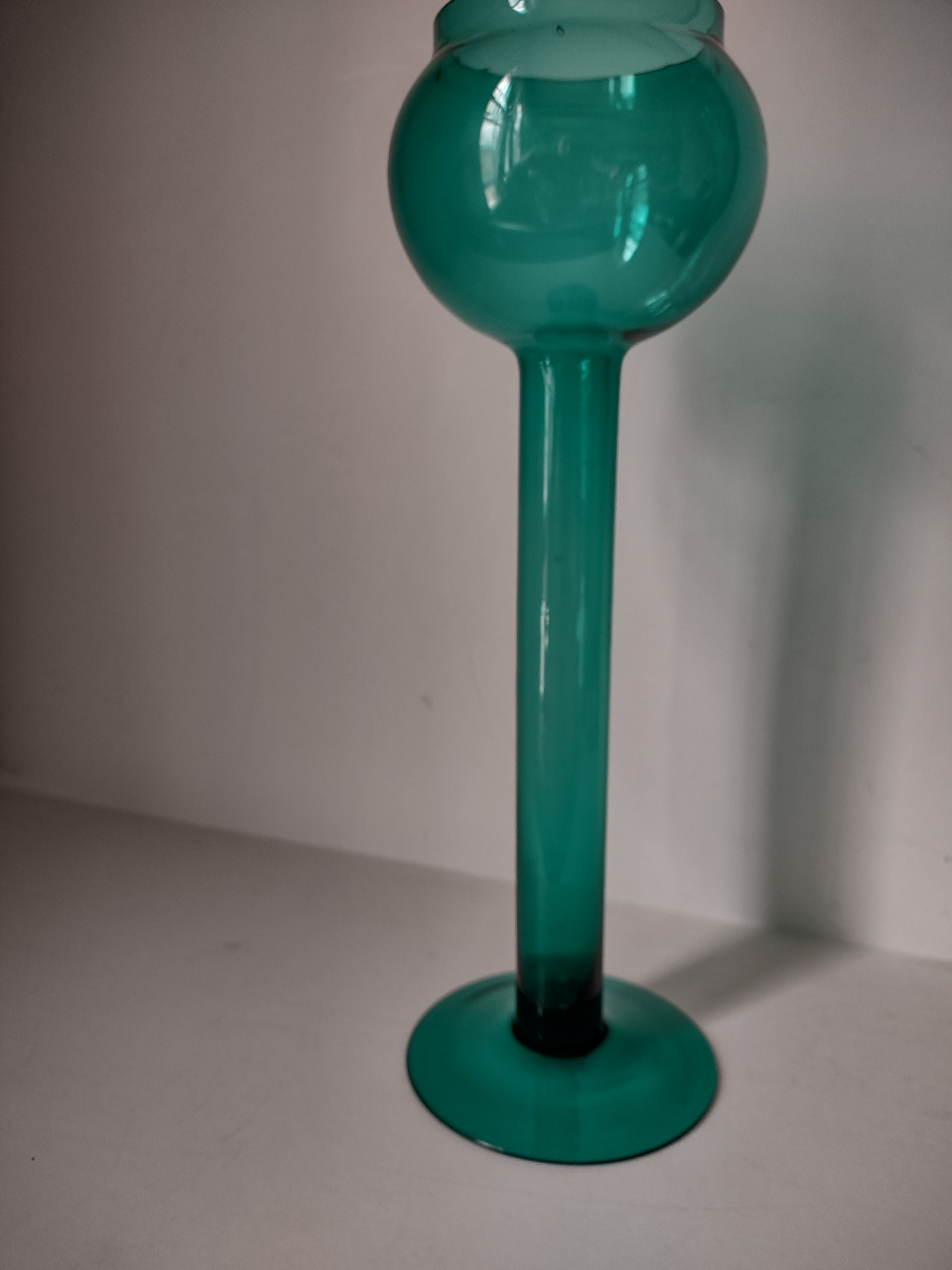 Vintage Floating Candle Juniper Green 12" Glass Candle Holder (lot 2744)