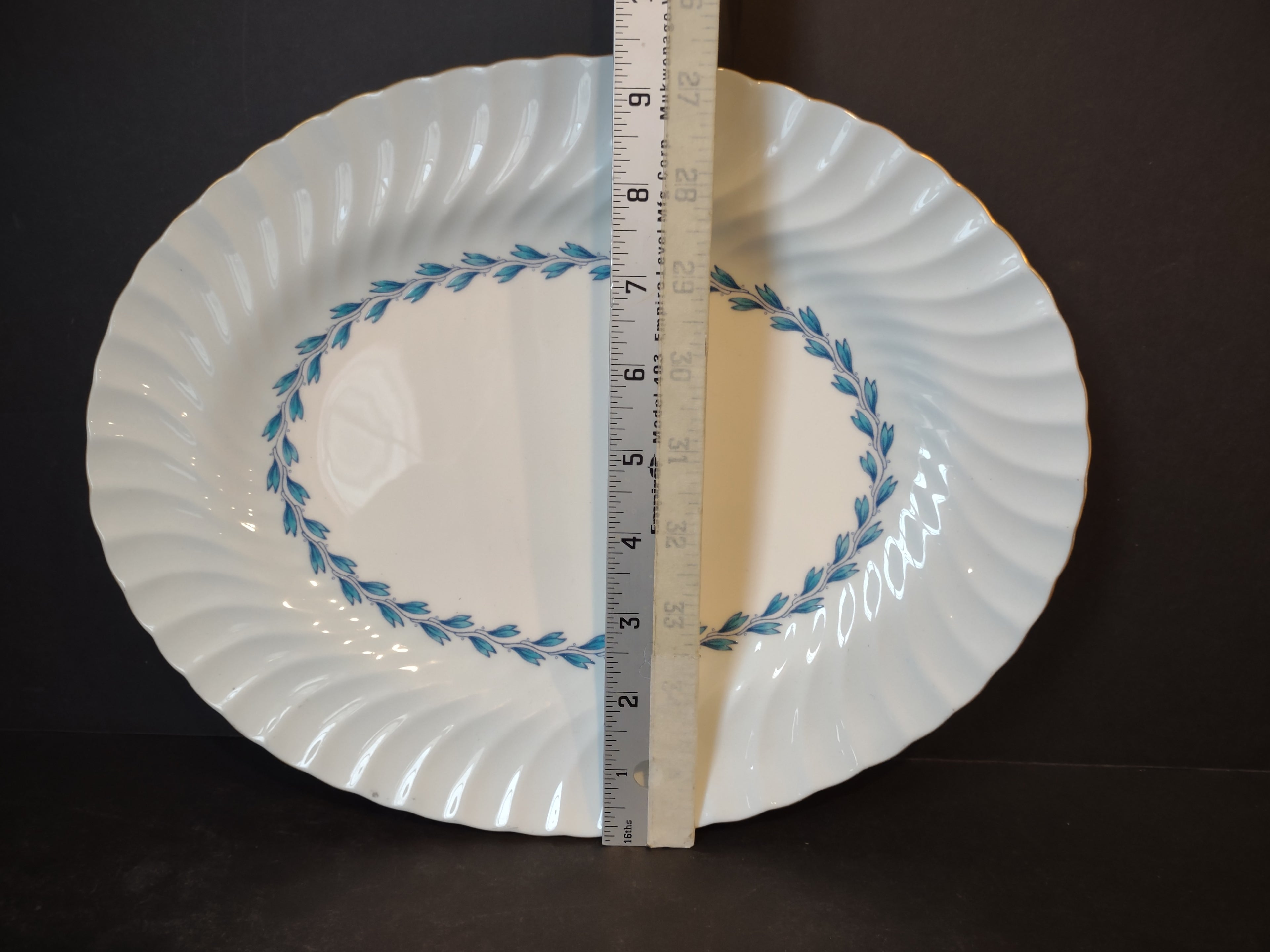 Vintage Minton Bone China Cheviot Blue Serving Platter 12"x9" (lot 5433)