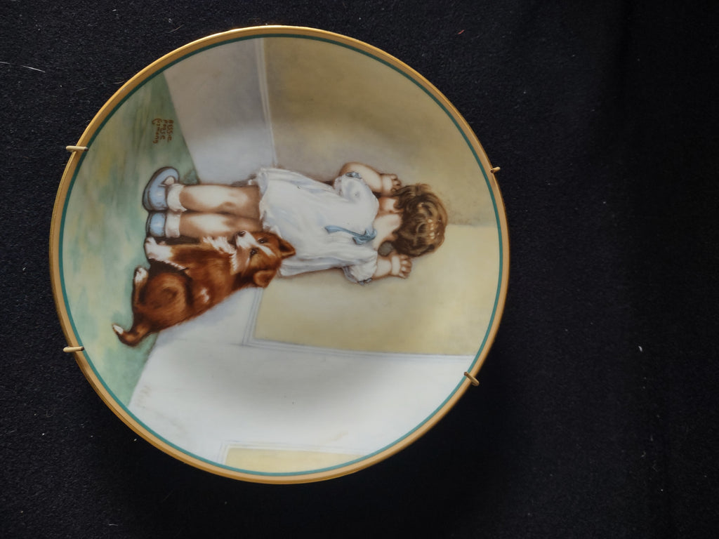 Vintage Bessie Pease Gutmann Child Best Friends Plate In Disgrace (Lot 5110)