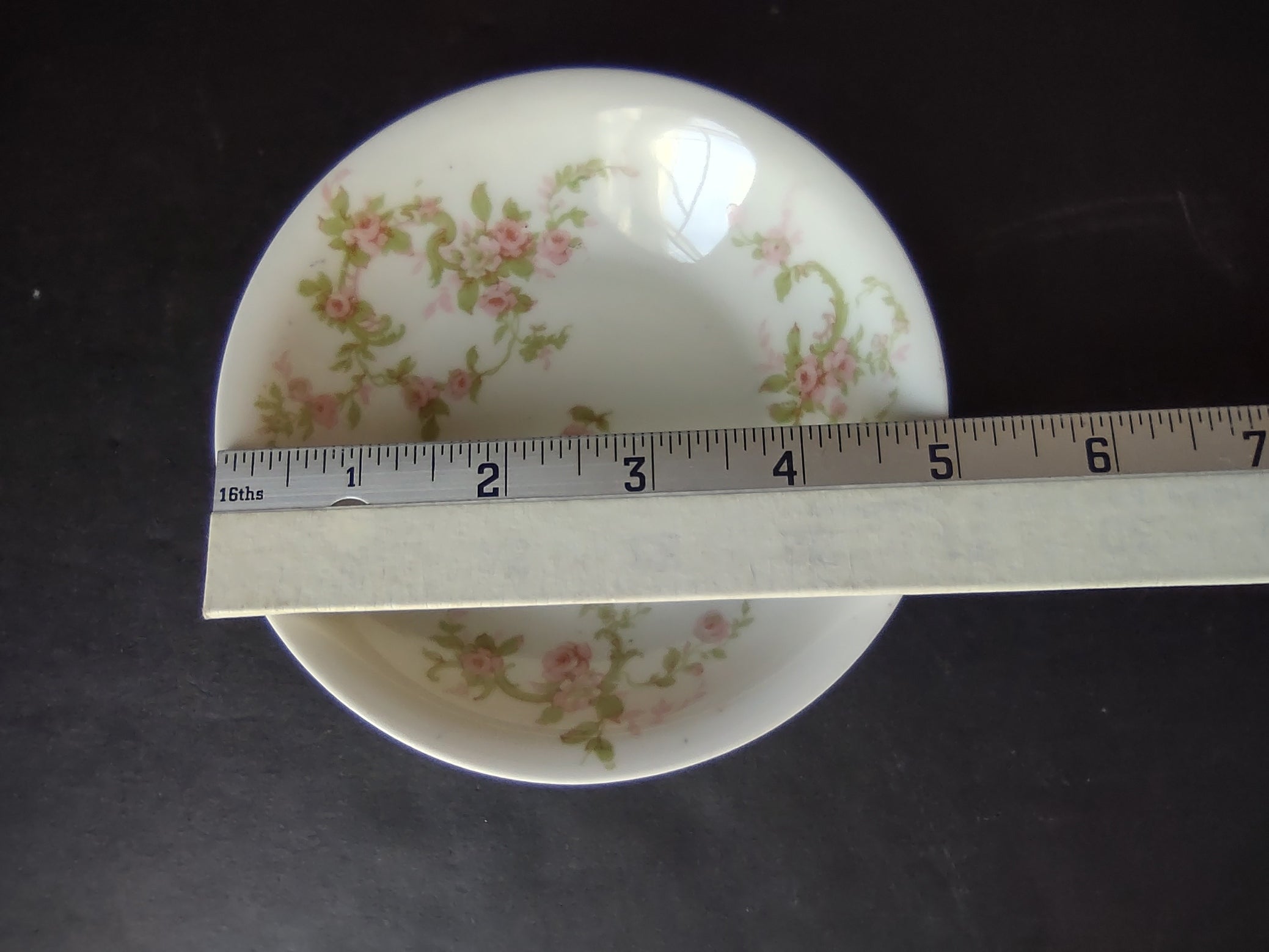 Haviland Limoges 6 x Small Bowl 5" Cranberry Pink Rose Green Ribbon (lot 892)