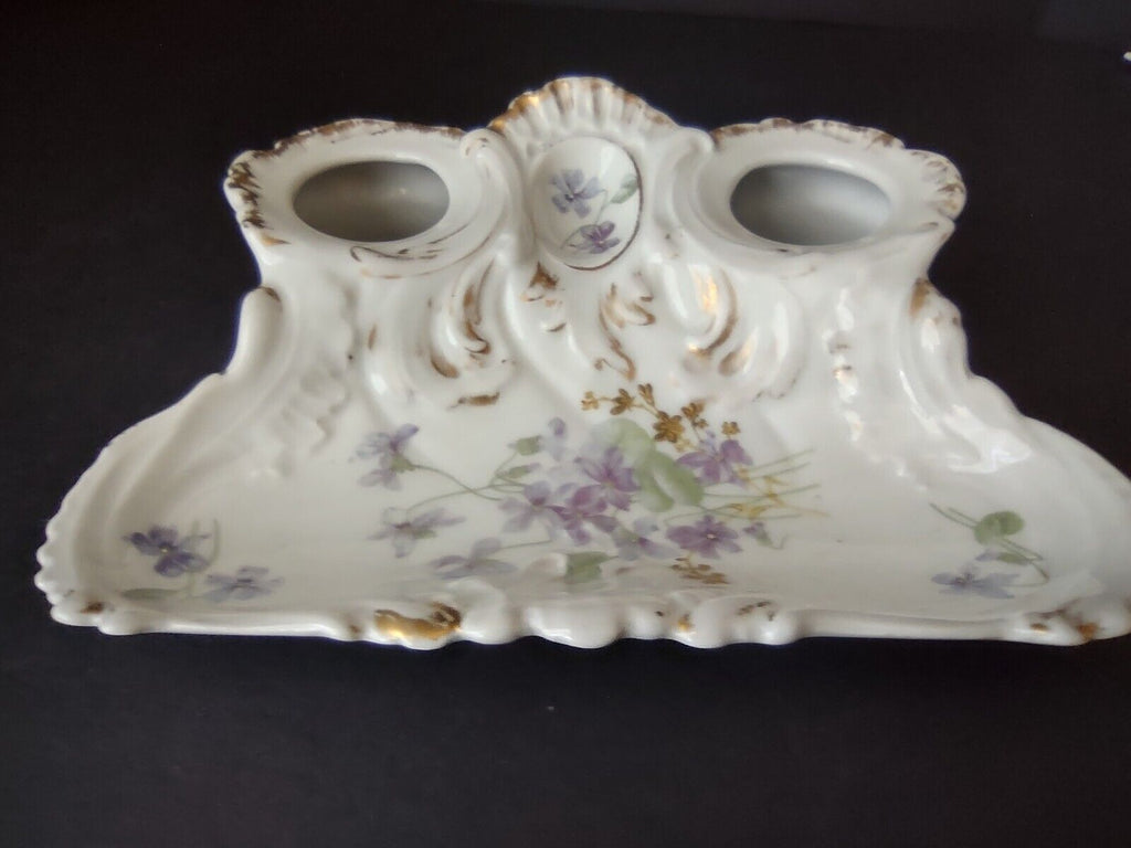 AK CD Limoges France Inkwell Forget me nots Gold Trim (lot 1148)