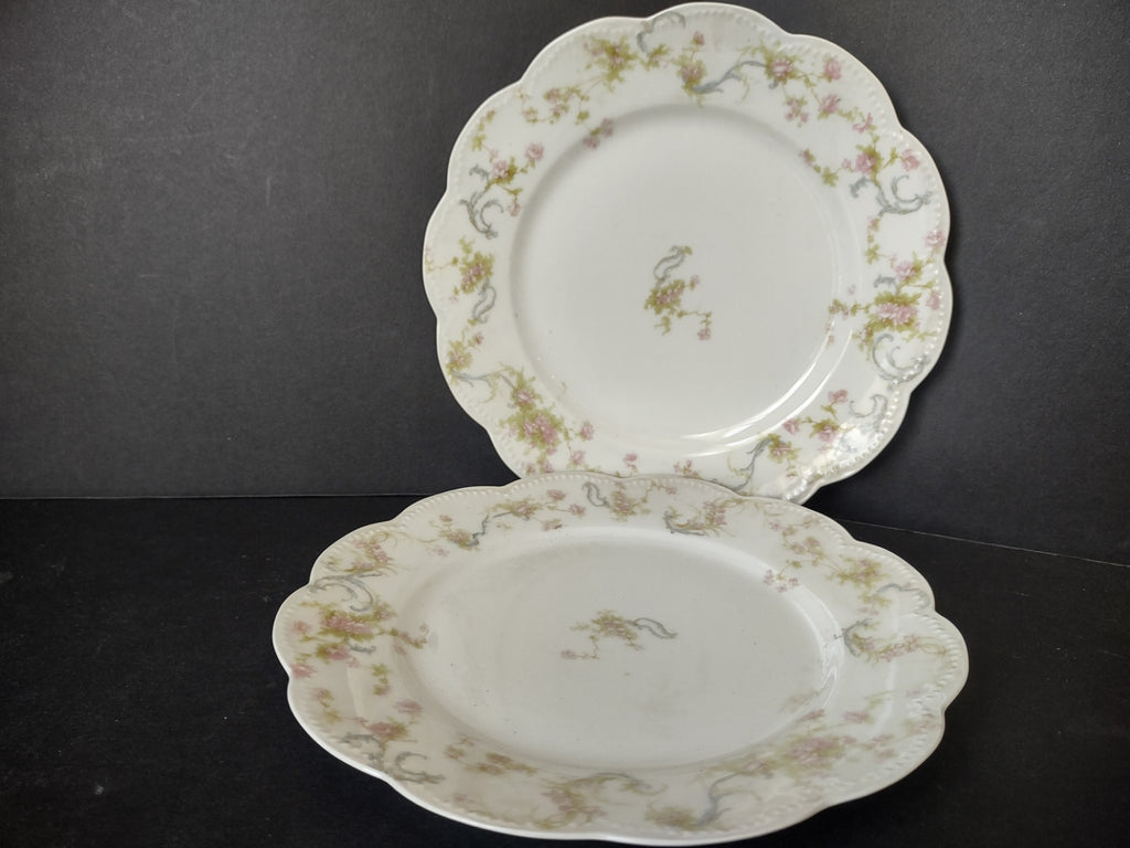 Haviland Limoges 2 x Luncheon Plate Princess Blue Swags (lot 827)