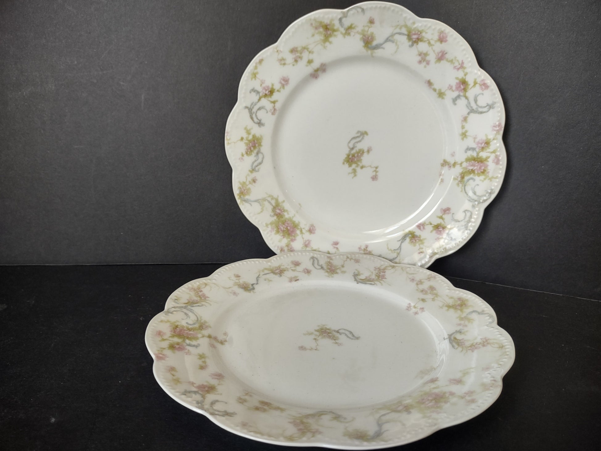 Haviland Limoges 2 x Luncheon Plate Princess Blue Swags (lot 827)