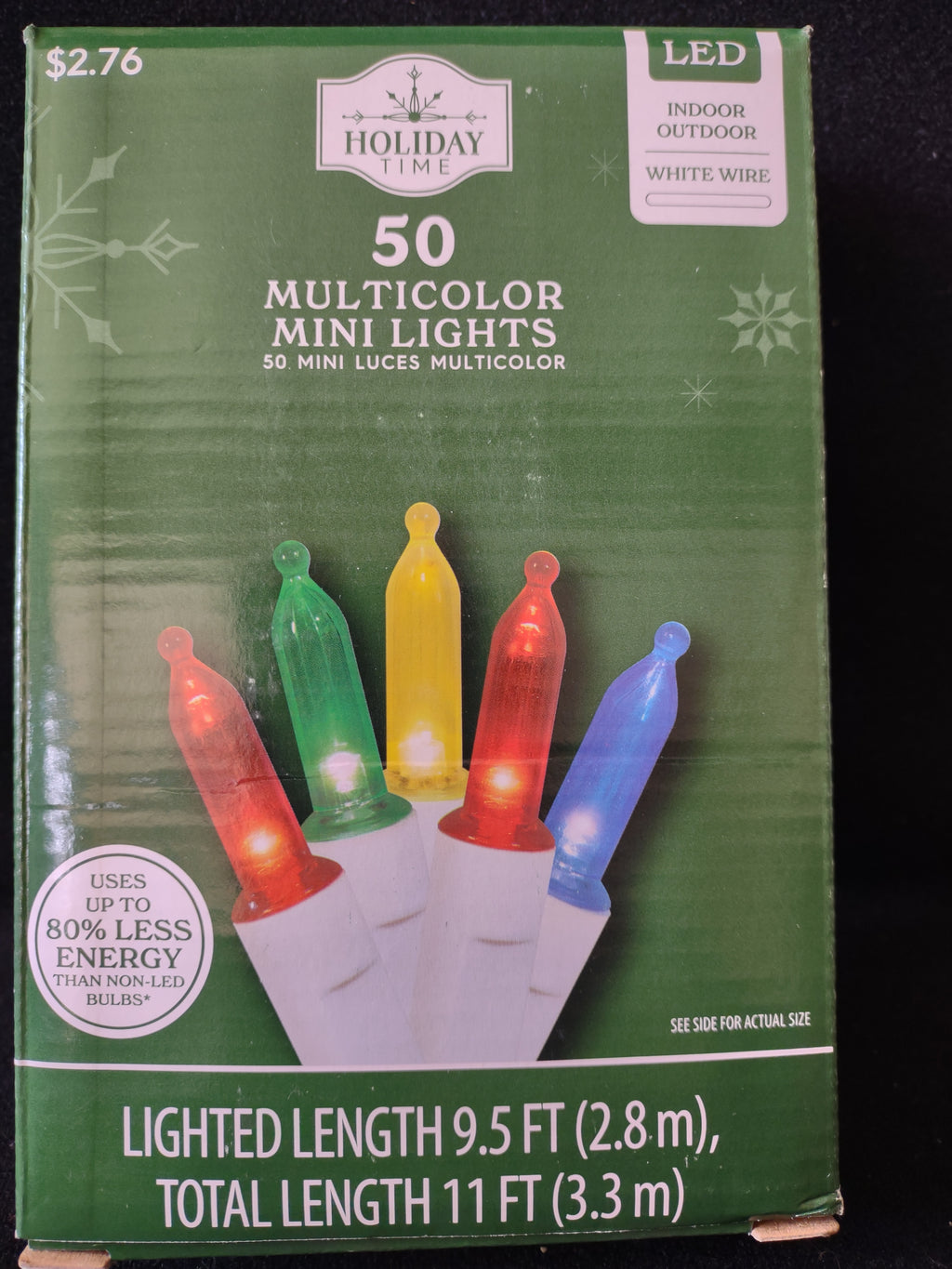 Christmas LED 50 Mini Lights Indoor Outdoor 2 Warm White 2 Multicolor (Lot 4289)