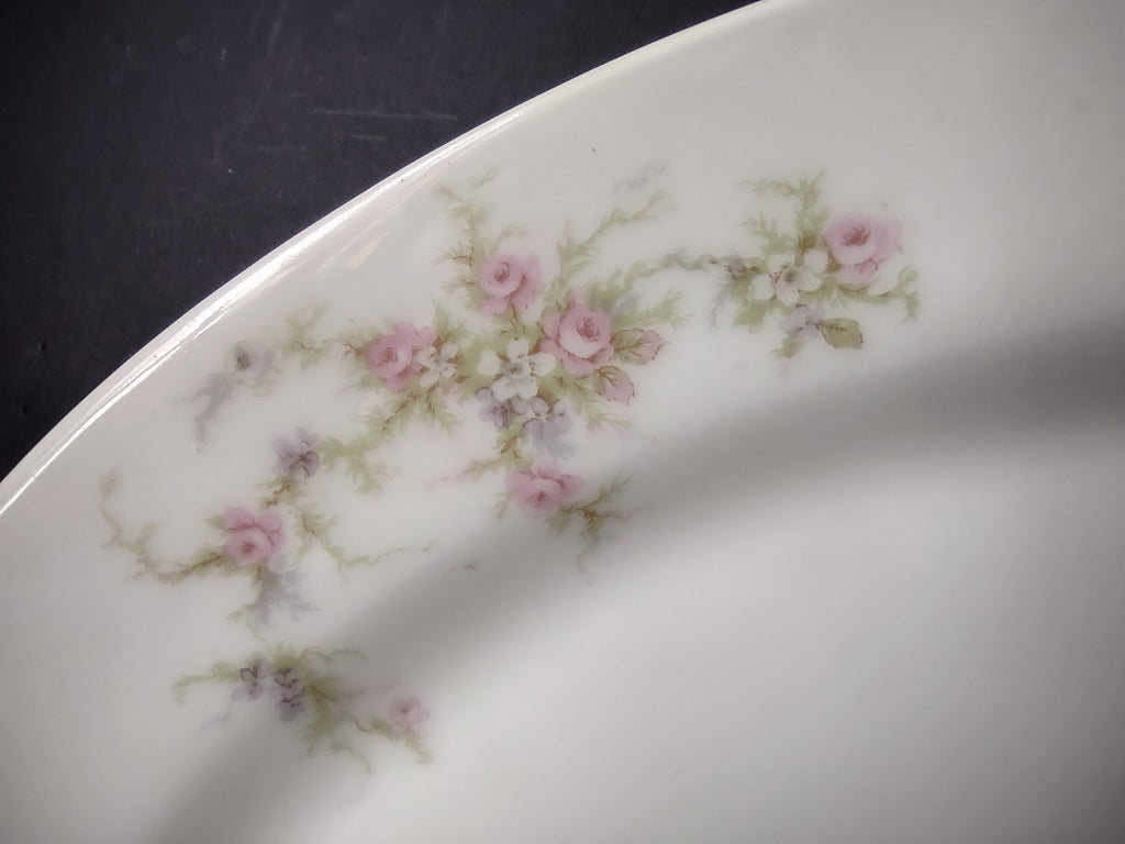 Haviland Limoges Serving Platter 15" Rose White Purple Flower Moss (lot 895)