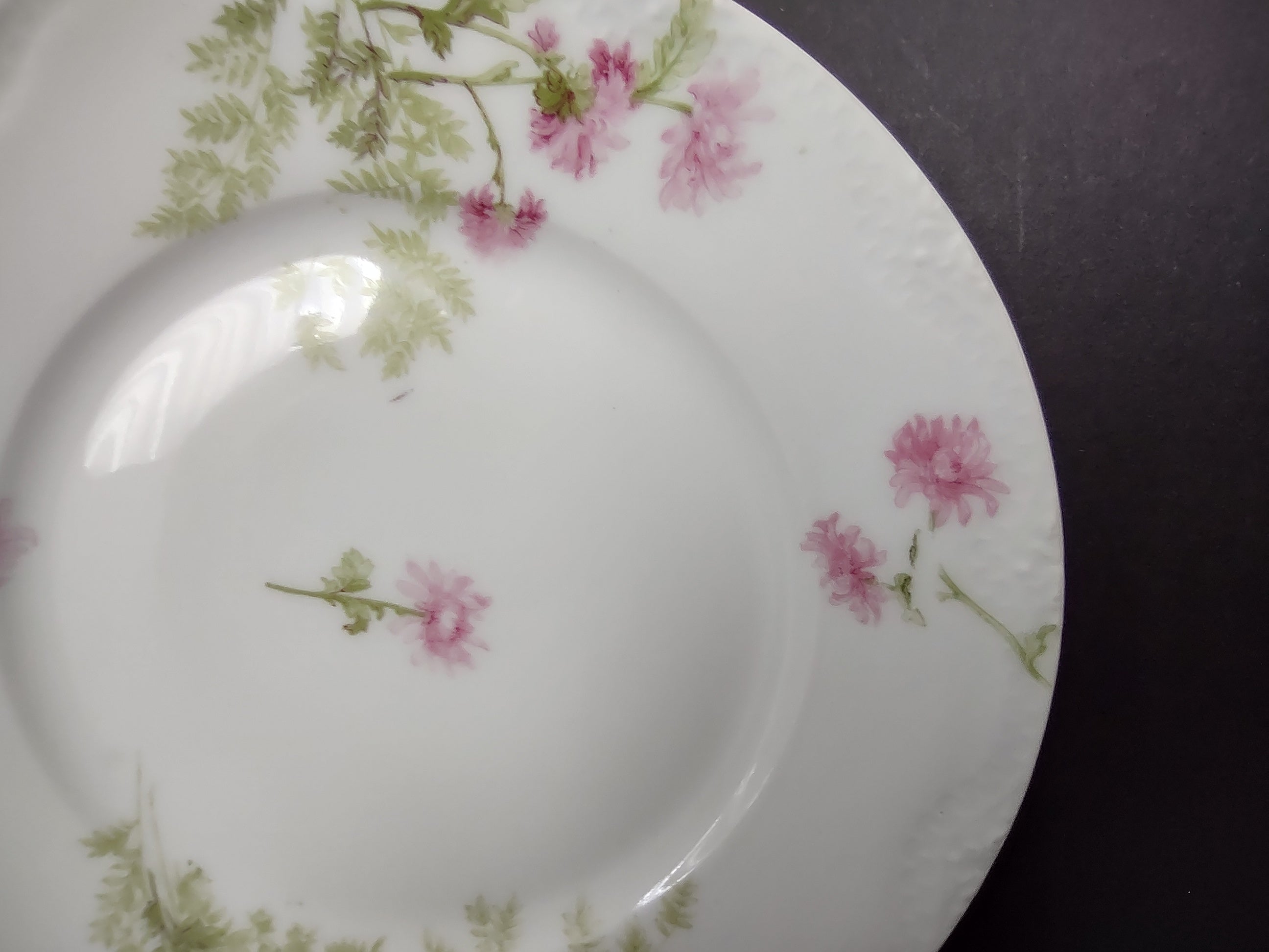 Haviland France Limoges Dessert/Salad Plate Pink Flower Fern (lot 975)