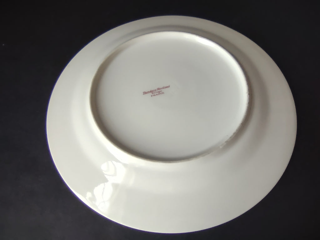 Haviland Limoges Dessert/Salad Plate Rose White Purple Flower Moss (lot 897)