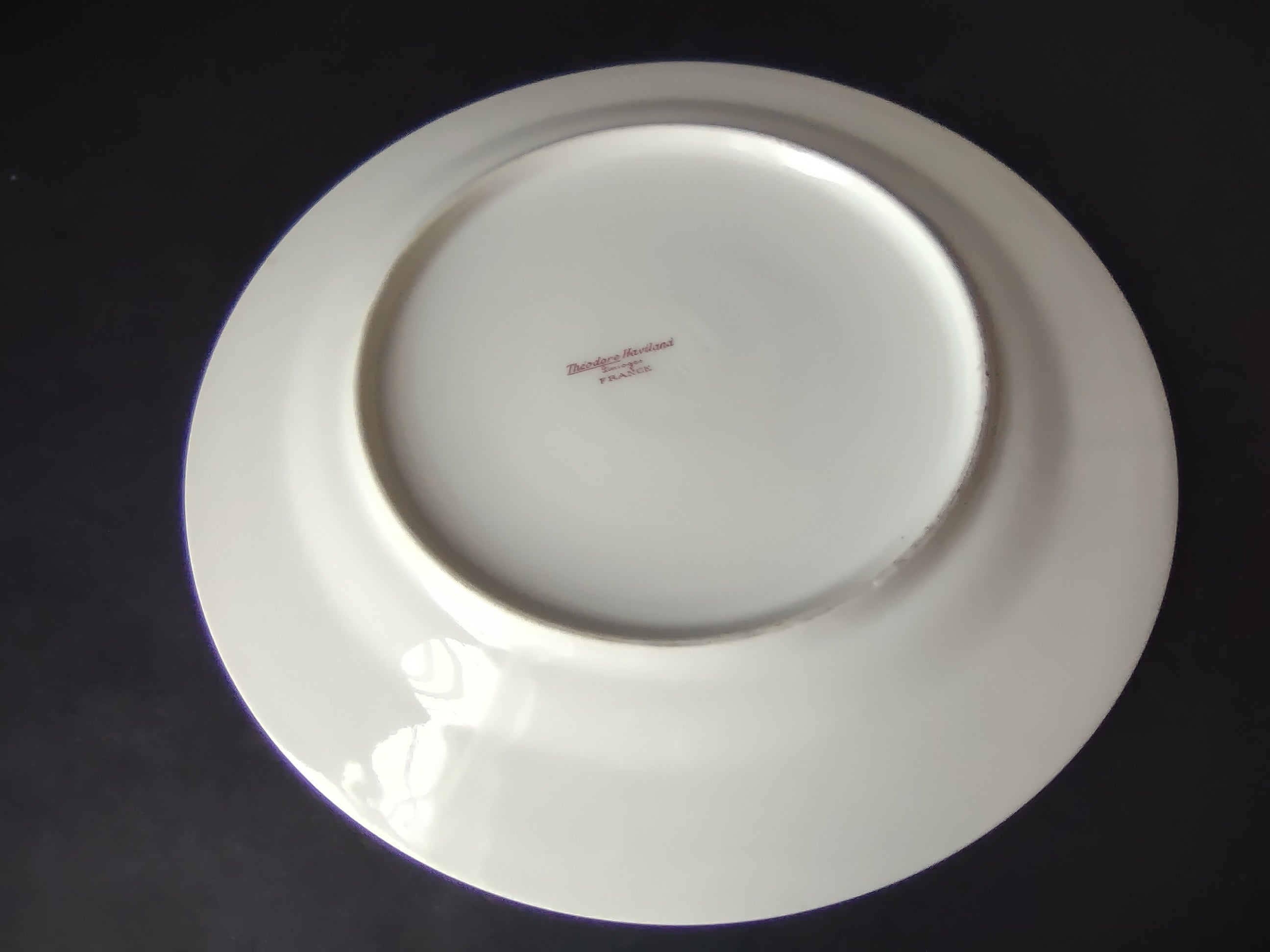 Haviland Limoges Dessert/Salad Plate Rose White Purple Flower Moss (lot 897)