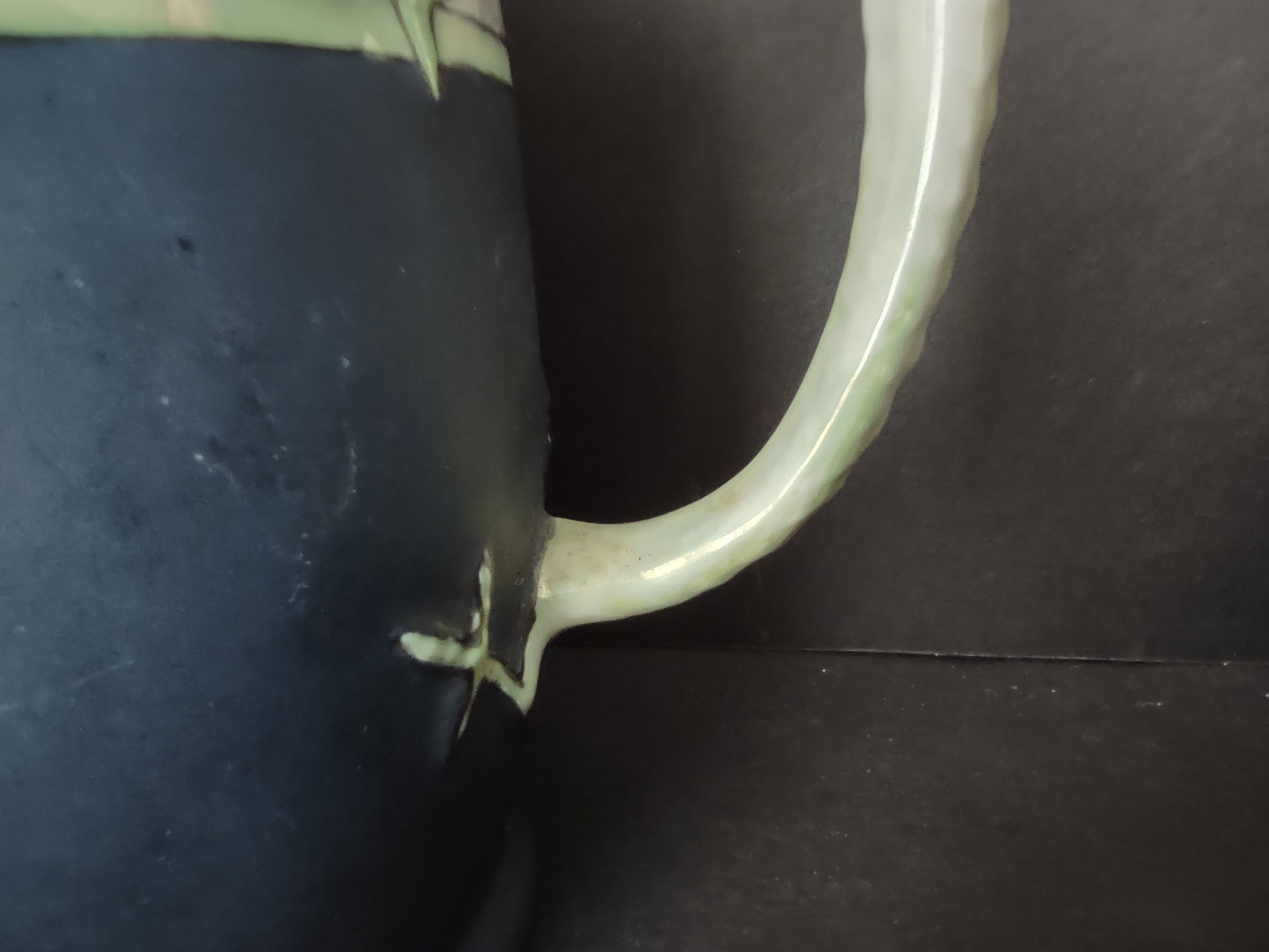 Lizard Handle Chalkboard Ceramic Blue Green Cup Mug