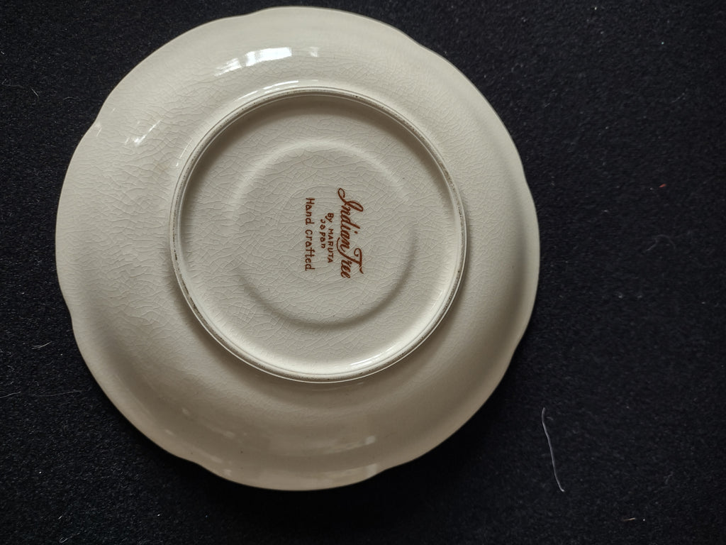 Vintage Maruta Japan Indian Tree Saucer Floral Brown White (Lot 5053)