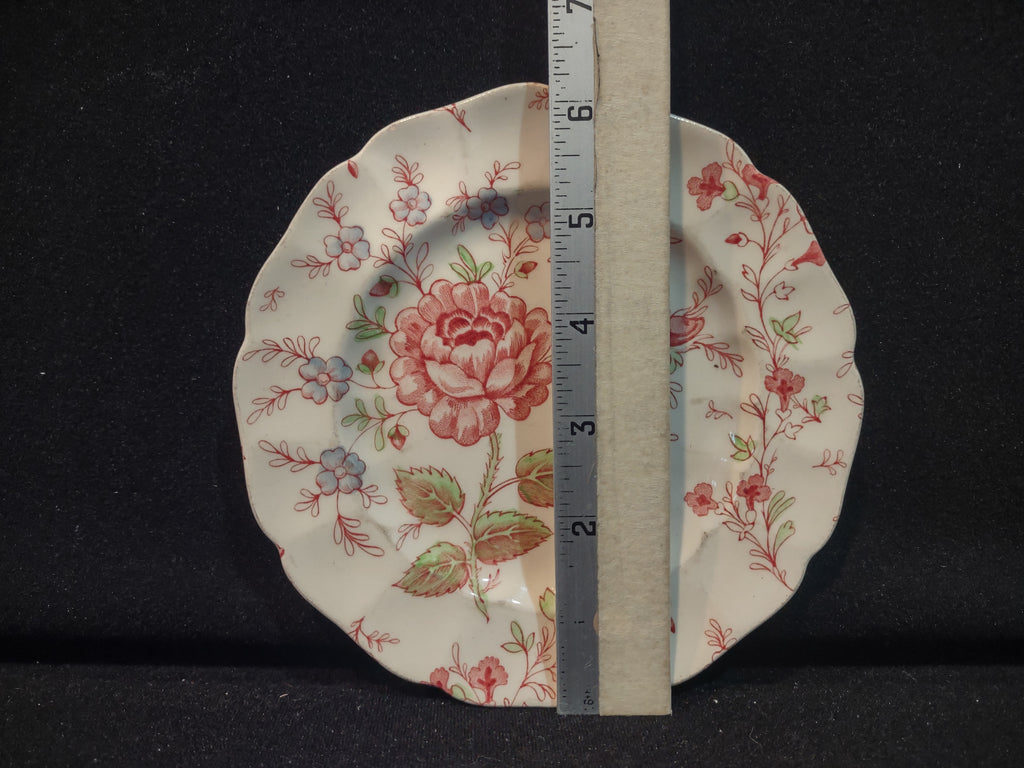 Vintage Small Bread Butter Plate Rose Chintz Johnson Bros Red Stamp (lot 5692)